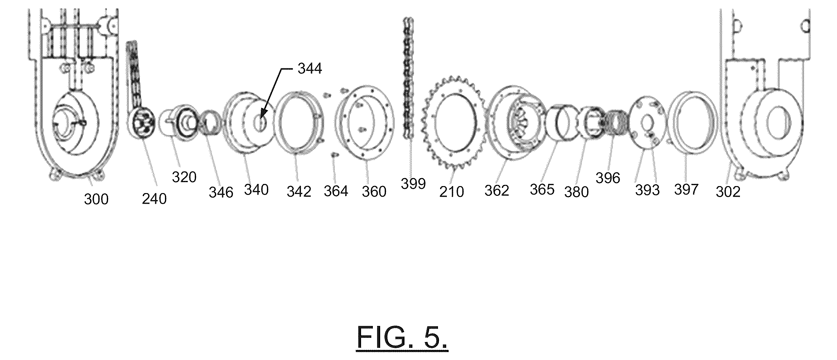 Patent US12359491 Figure 5 – Cam release system for jackshaft conversion from a ceiling garage door opener