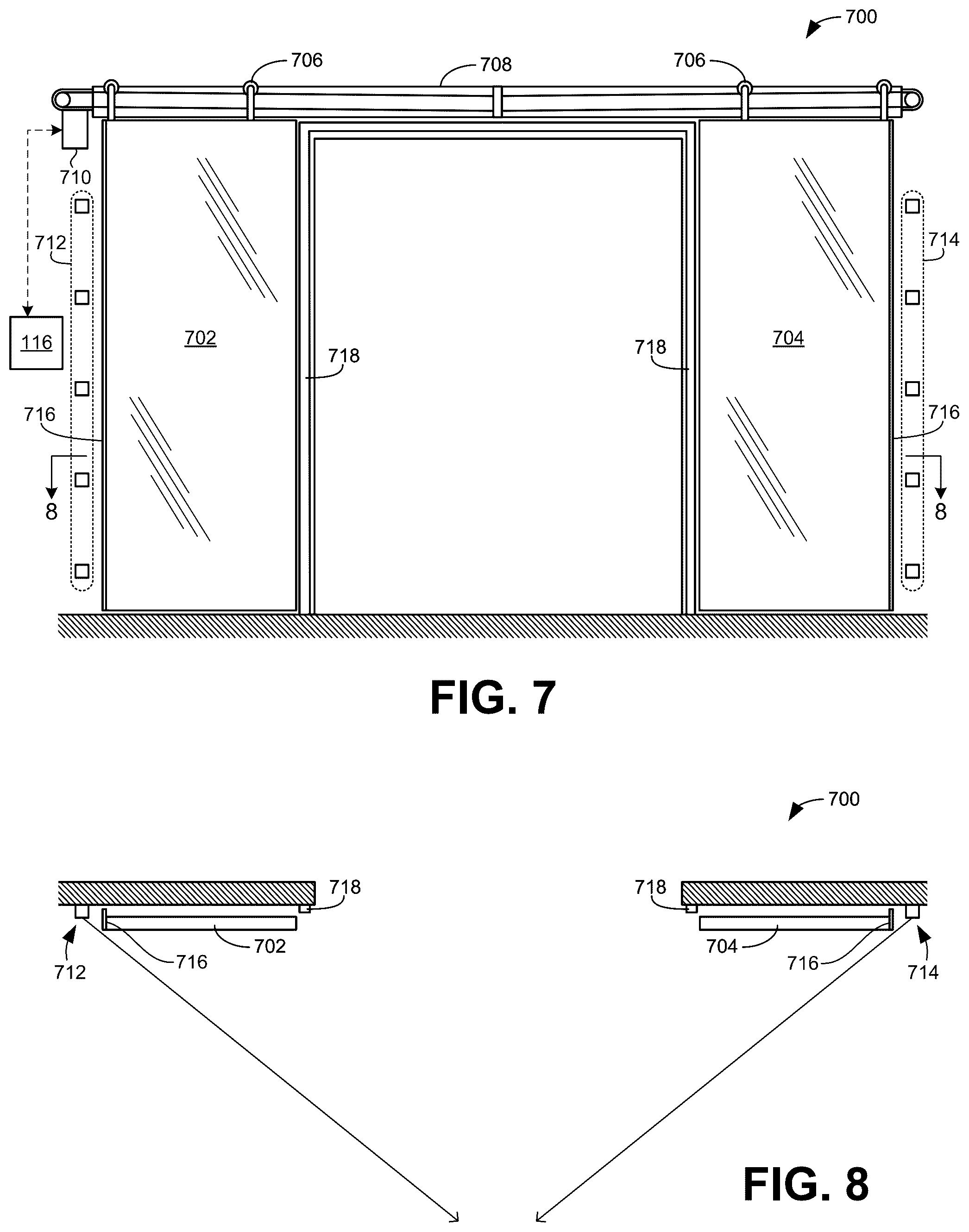 Patent US12359493 Figure 7 – Methods and apparatus to monitor and/or adjust operations of doors
