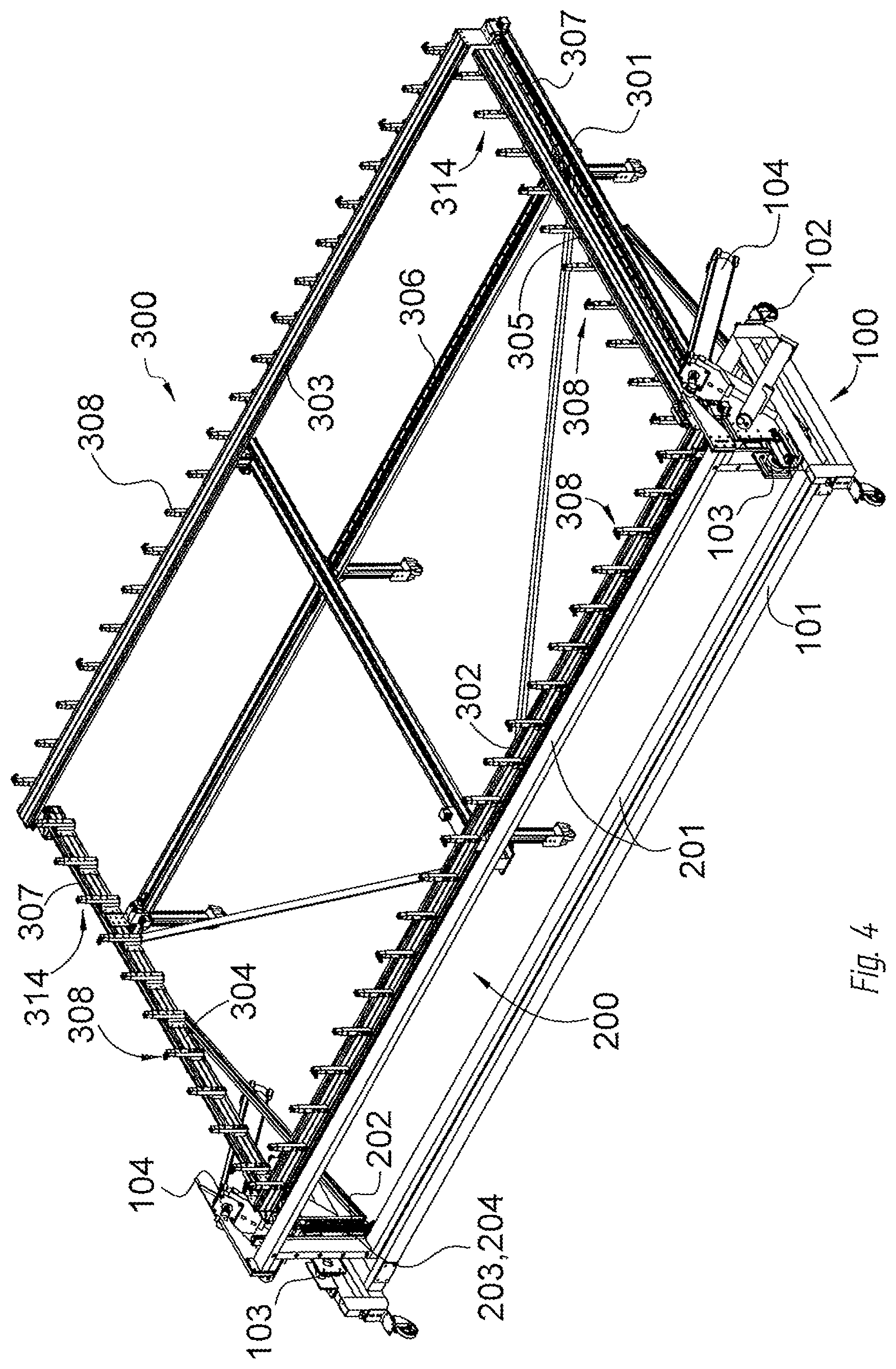 Patent US12359496 Figure 4 – Method and device for manufacturing and applying a rigid spacer frame to an insulating glass