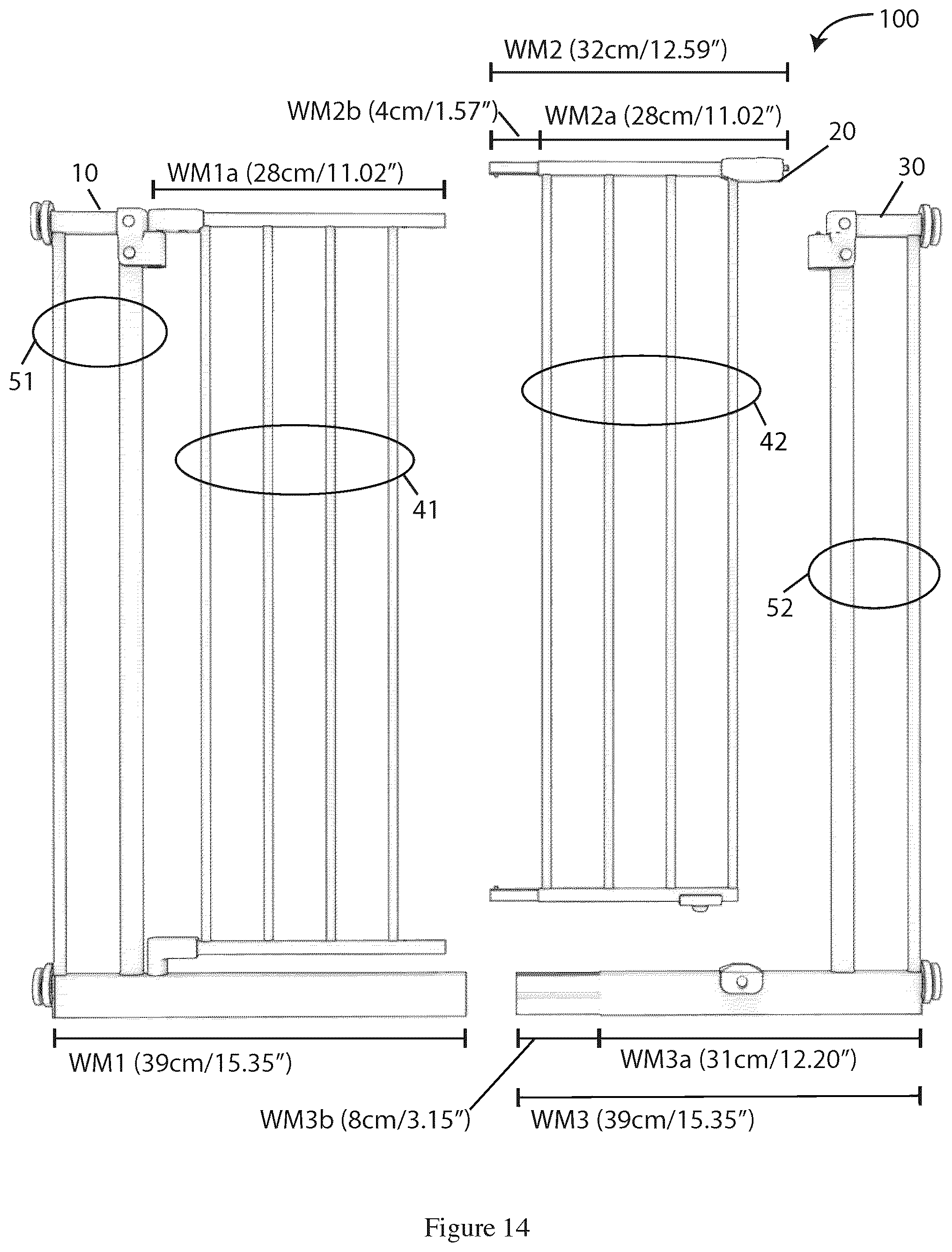 Patent US12359497 Figure 10 – Barrier system with independent fence and gate modules