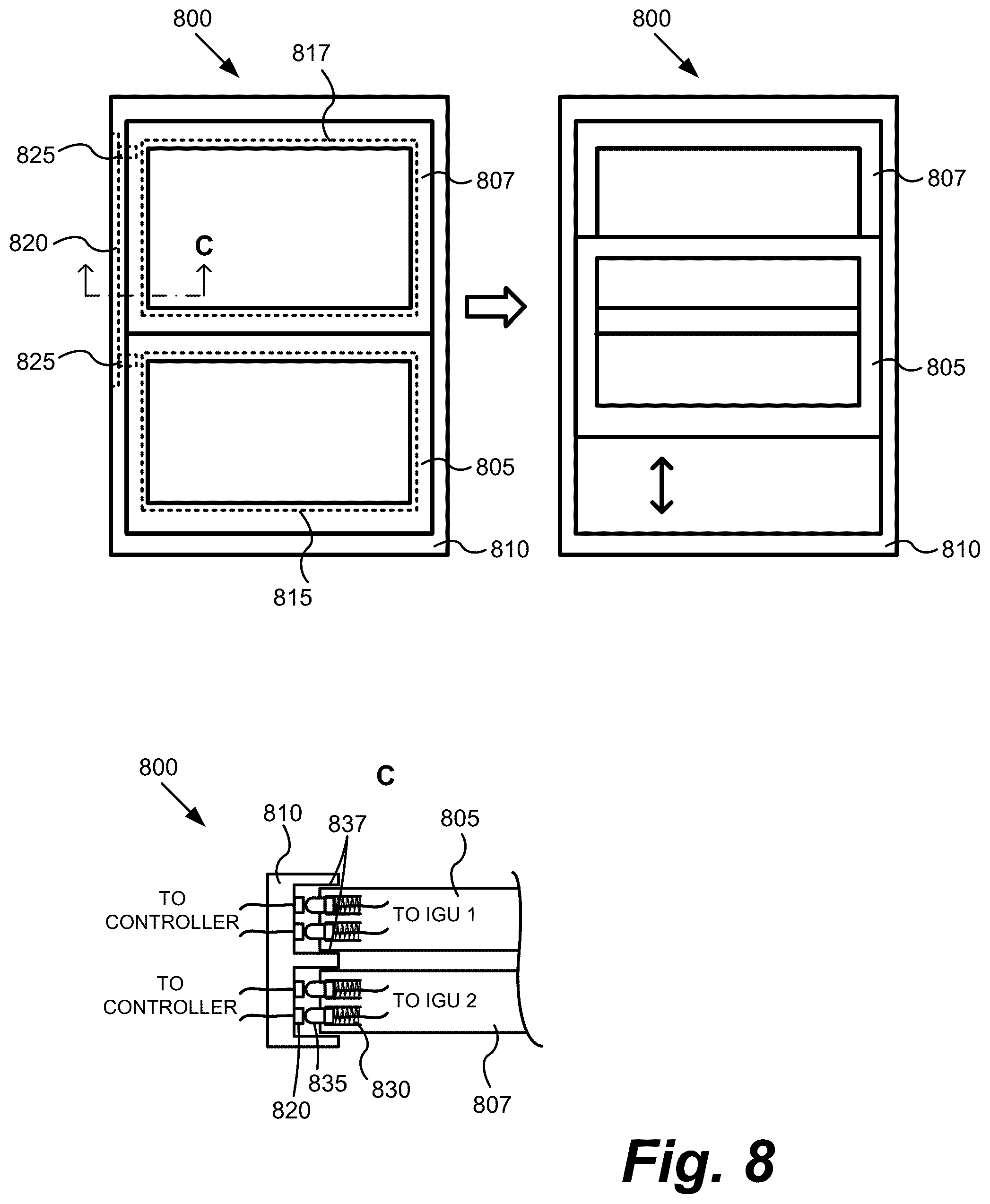 Patent US12359501 Figure 10 – Connectors for smart windows
