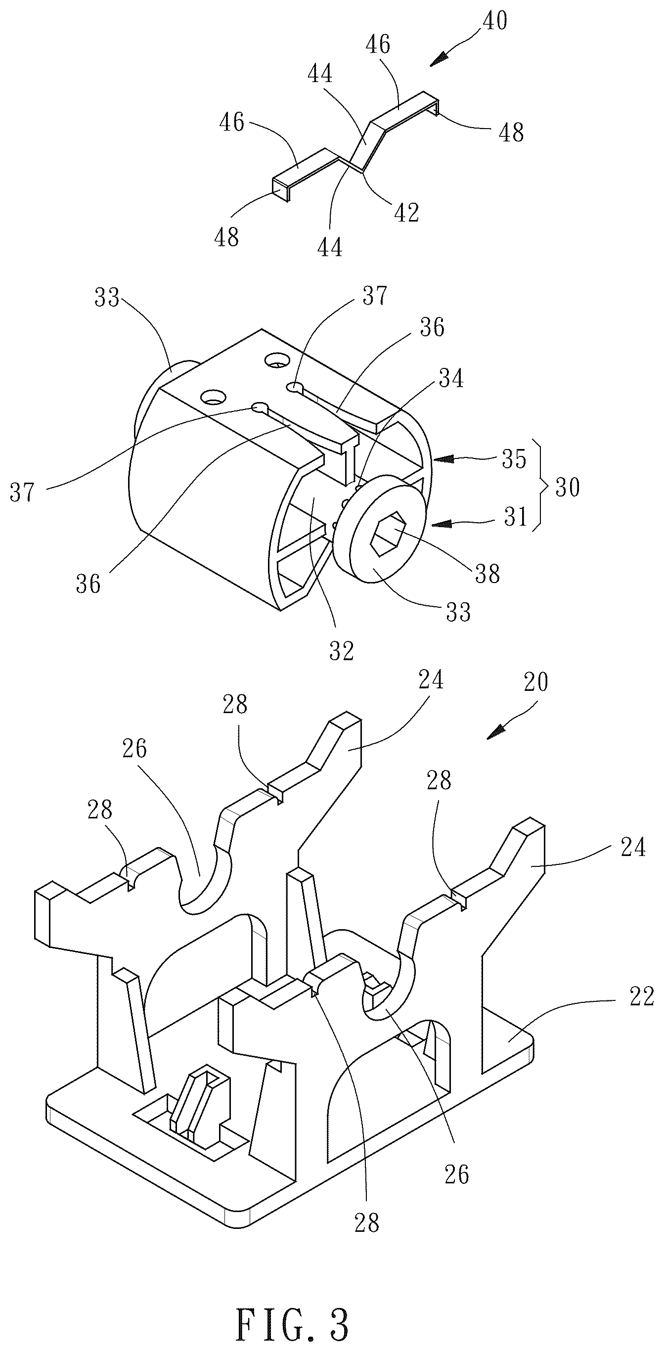Patent US12359502 Figure 3 – Ladder rope retaining device for venetian blind