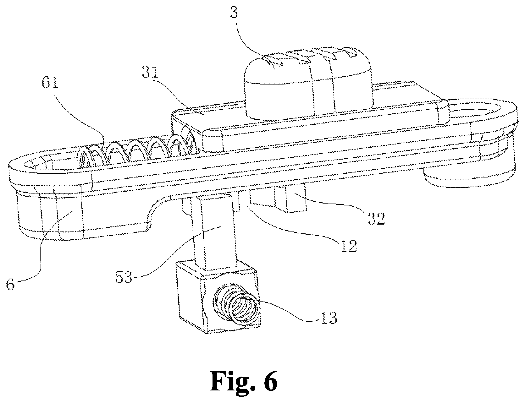 Patent US12359505 Figure 6 – Locking head apparatus of dual automatic locking protective door bar