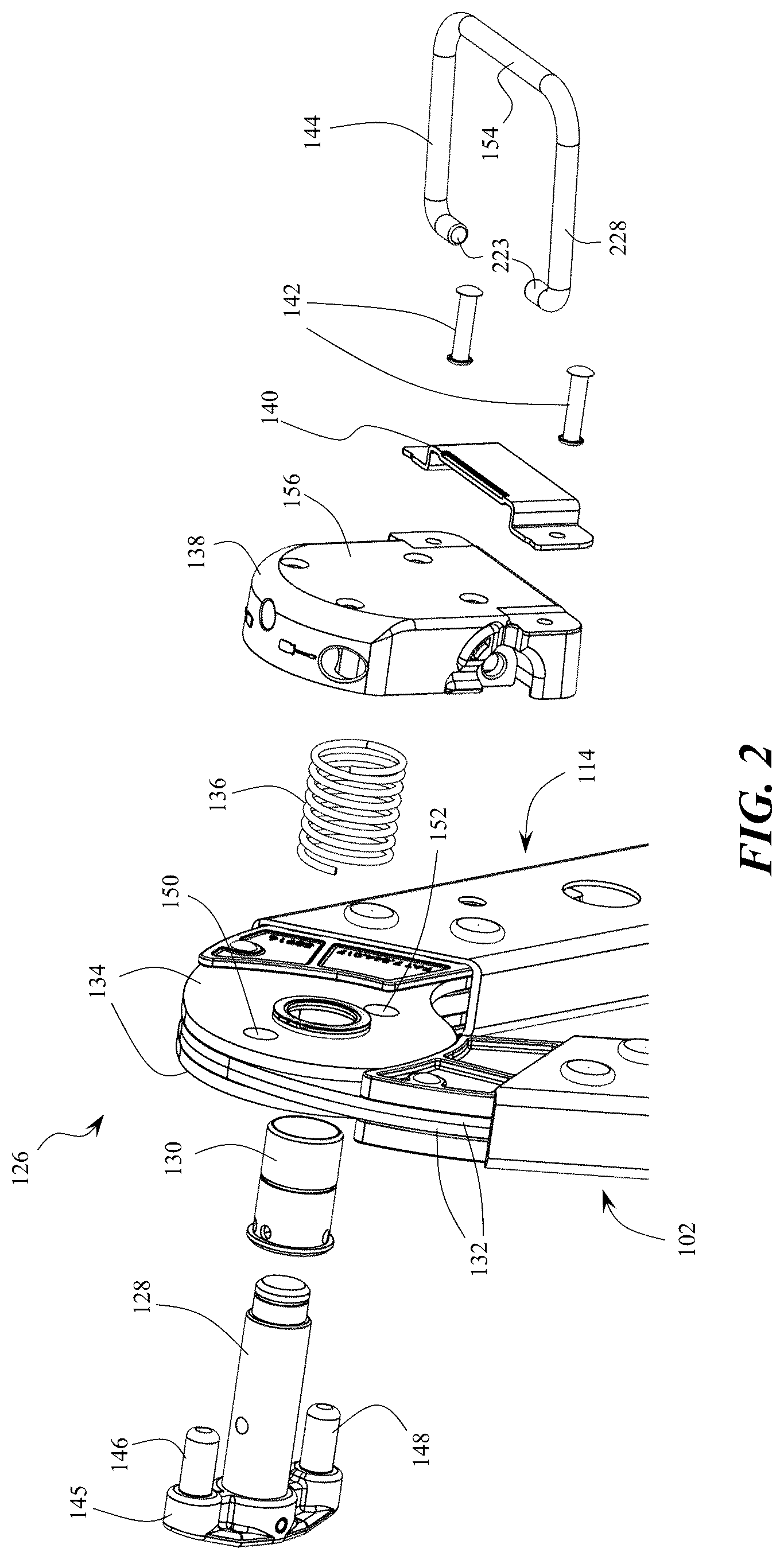 Patent US12359506 Figure 2 – Multifunction button for ladder adjustment