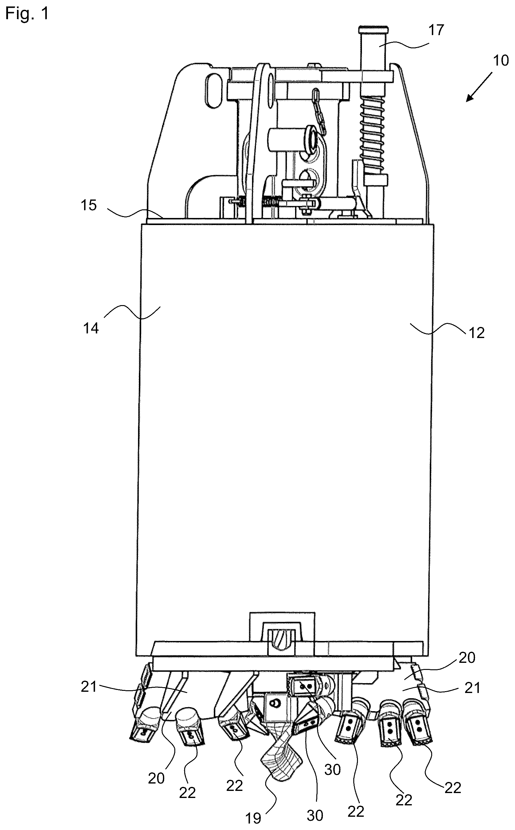 Patent US12359511 Figure 1 – Drilling tool and method for producing a bore in the ground