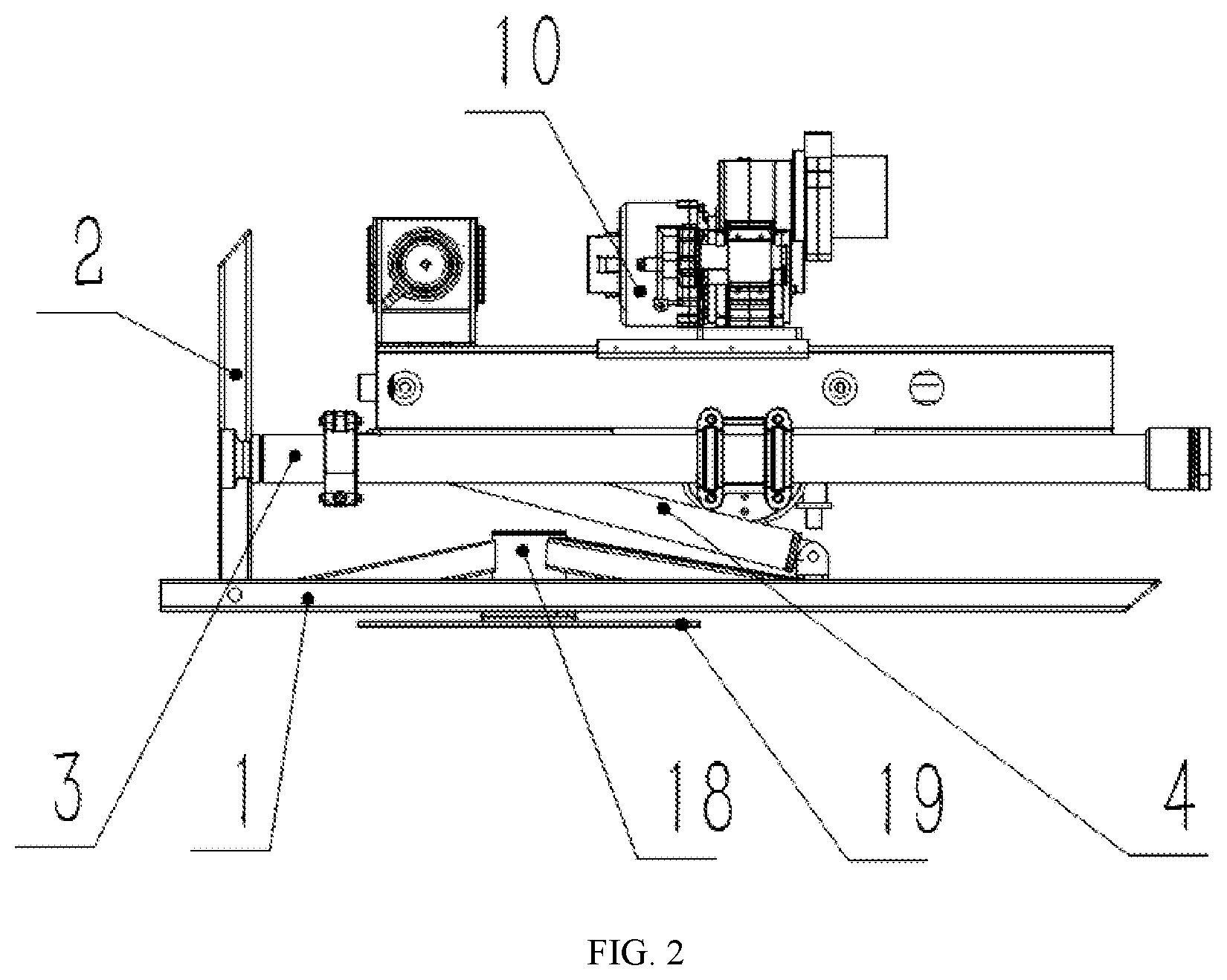 Patent US12359513 Figure 2 – Hydraulic collapsible rotary stand for wireline coring underground drill rig