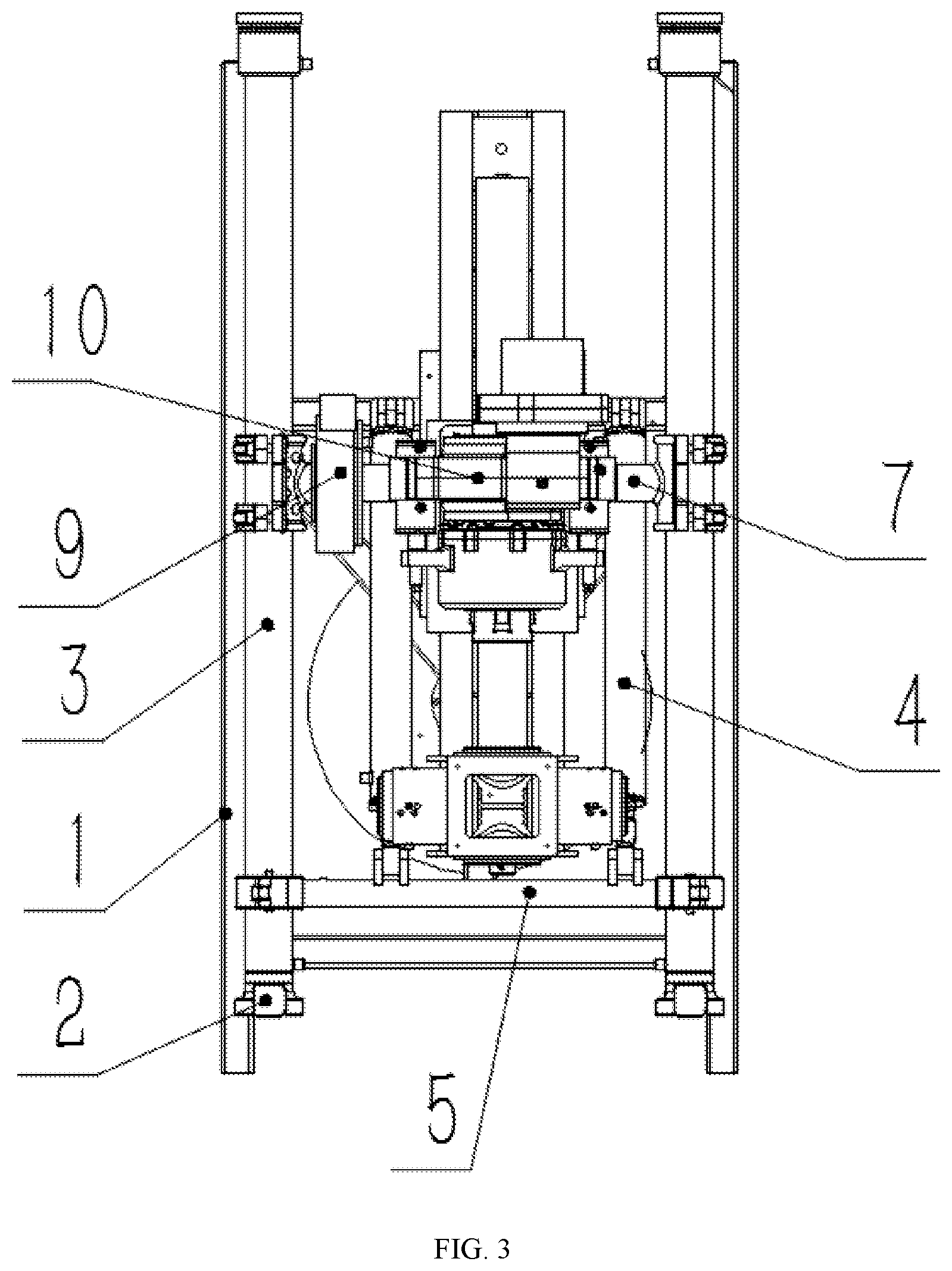 Patent US12359513 Figure 3 – Hydraulic collapsible rotary stand for wireline coring underground drill rig