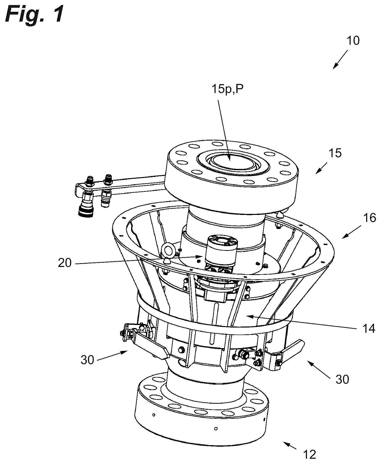 Patent US12359521 Figure 1 – Remote actuated rotary wellhead connection