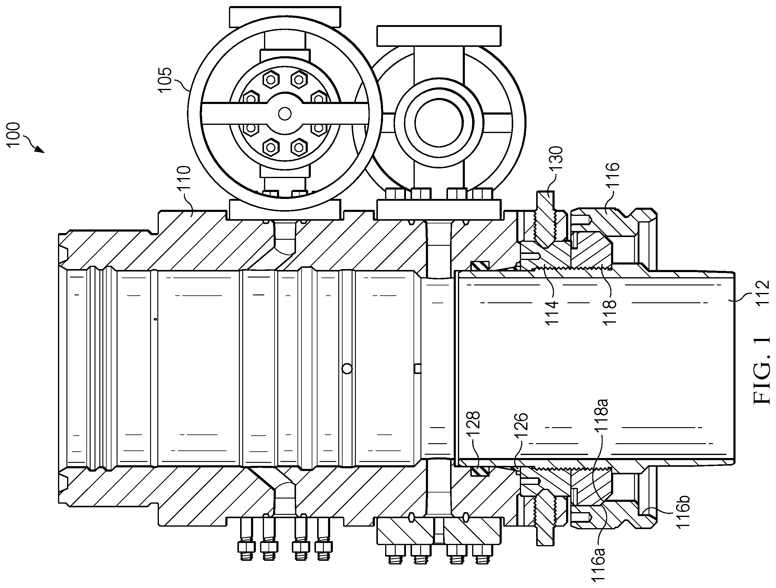 Patent US12359523 Figure 1 – Wellhead attachment system
