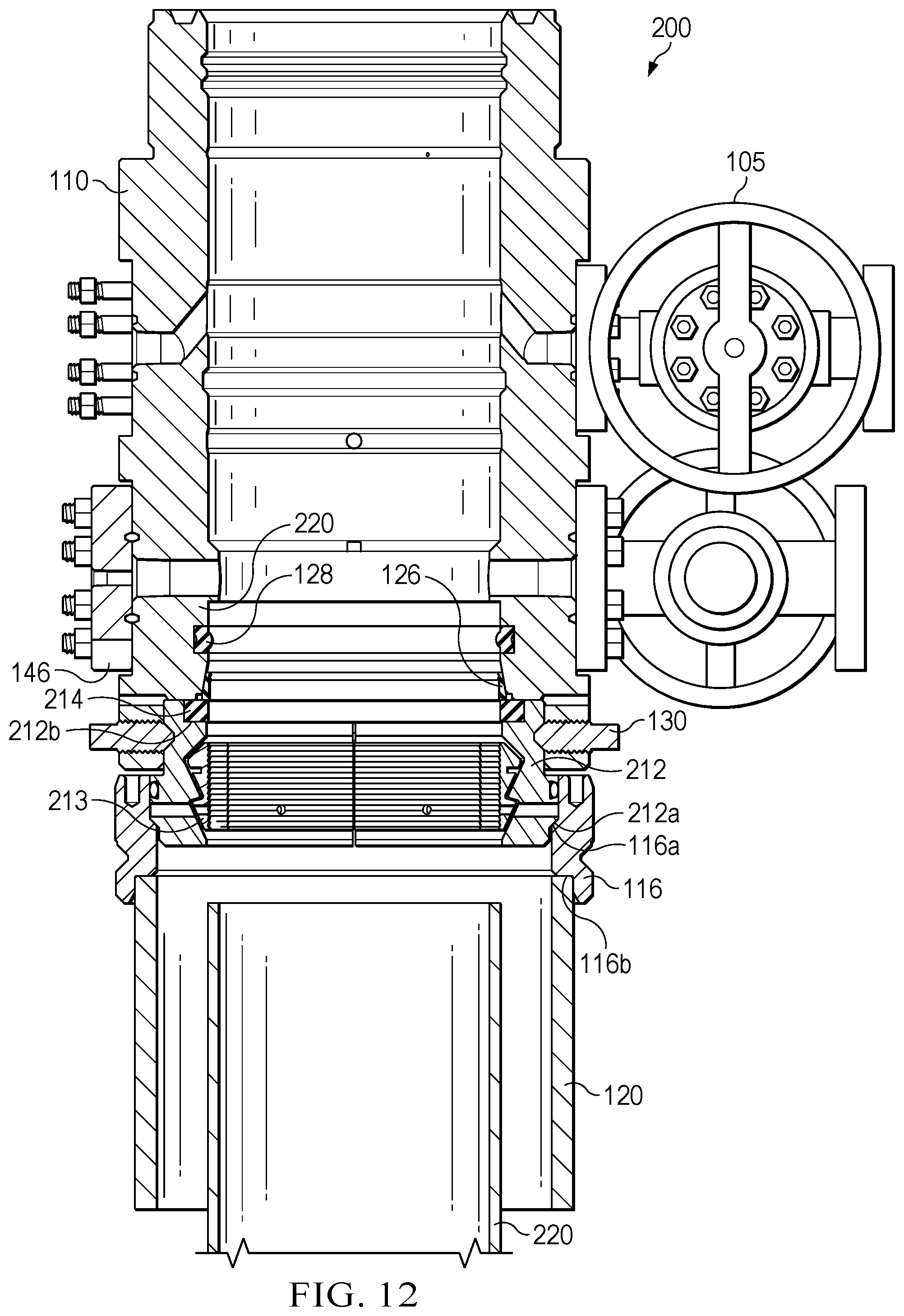 Patent US12359523 Figure 13 – Wellhead attachment system