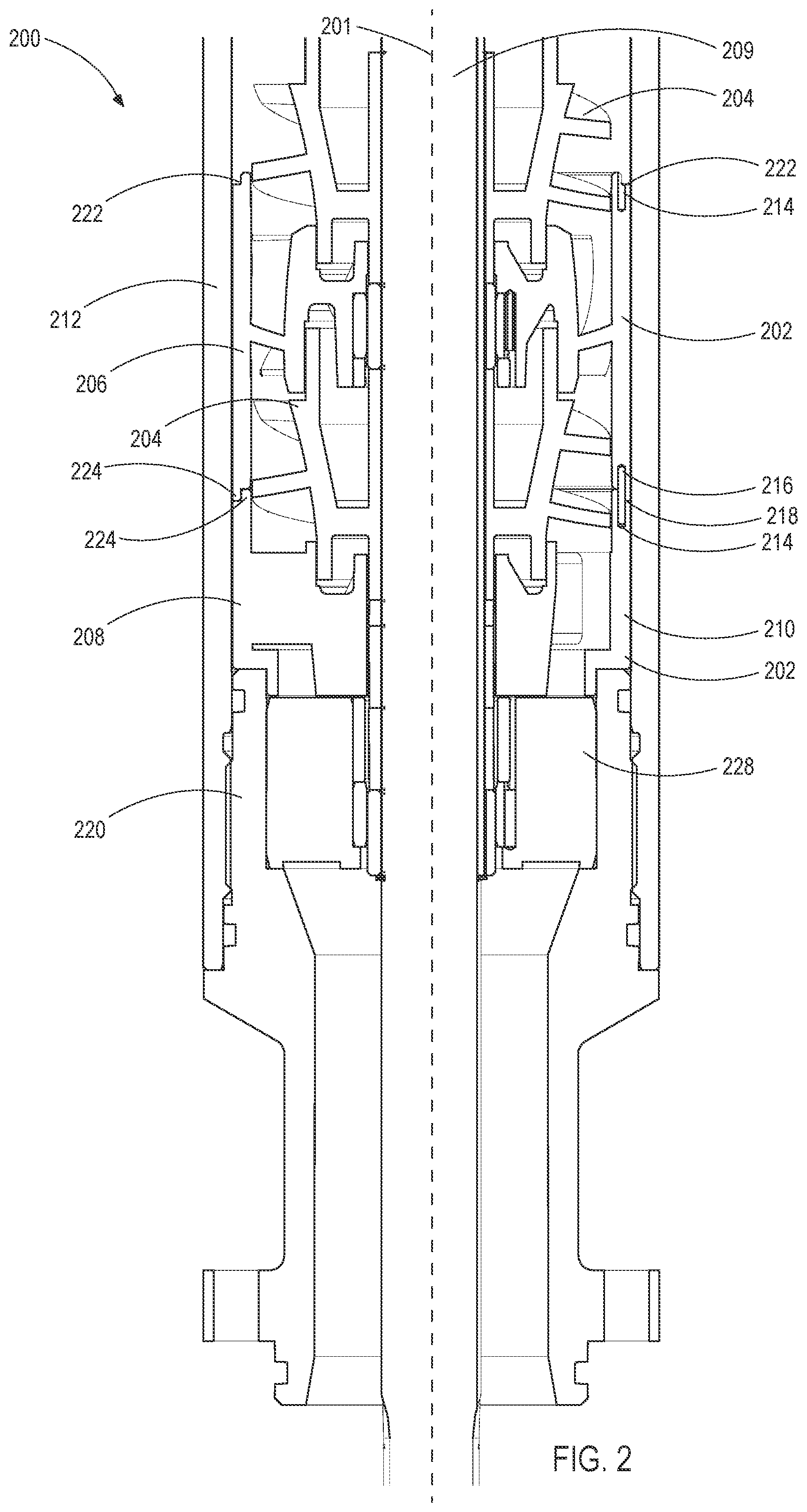 Patent US12359546 Figure 2 – Downhole centrifugal pumps including locking features and related components and methods