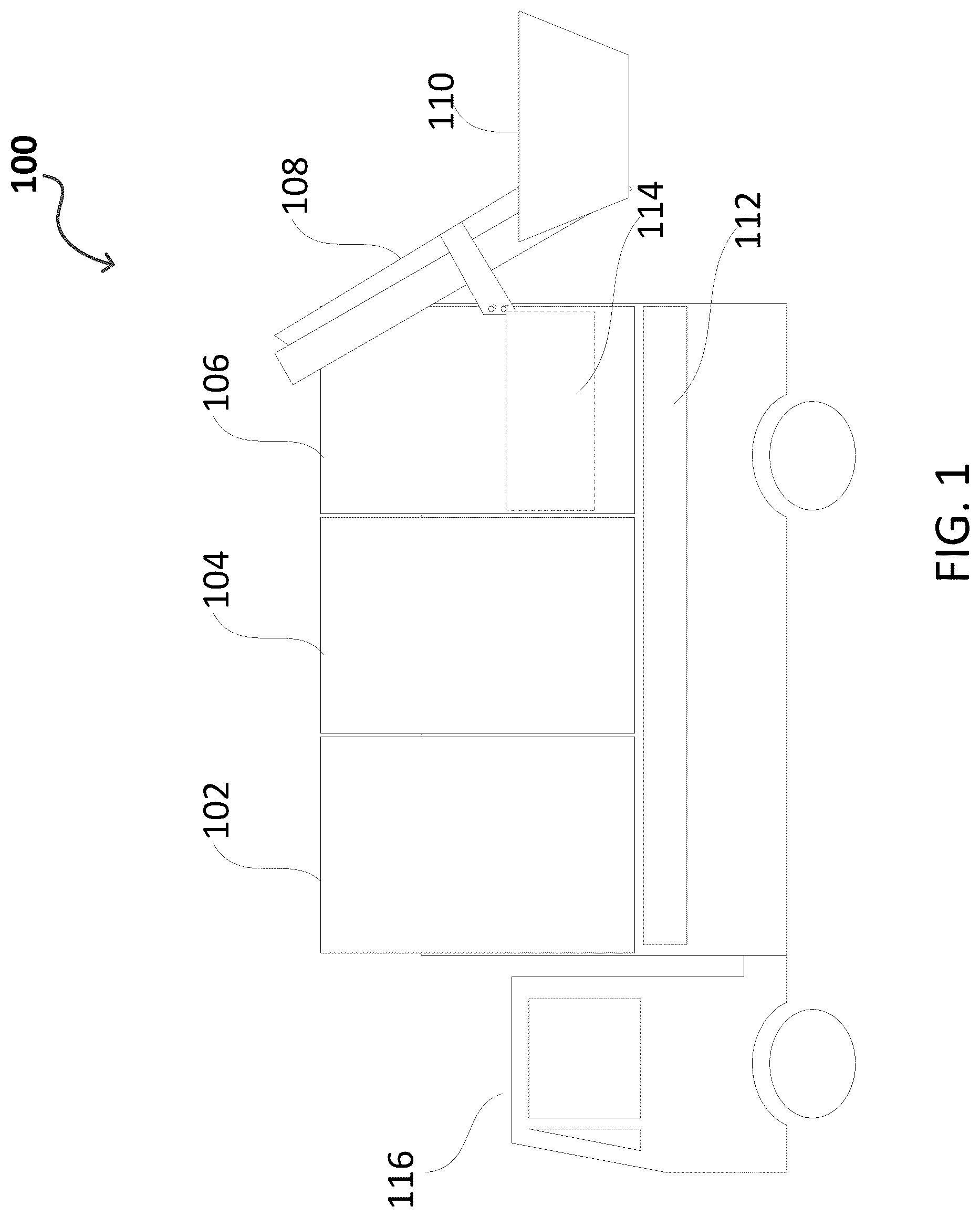 Patent US12359548 Figure 1 – Electric motor driven transportation mechanisms for fracturing blenders