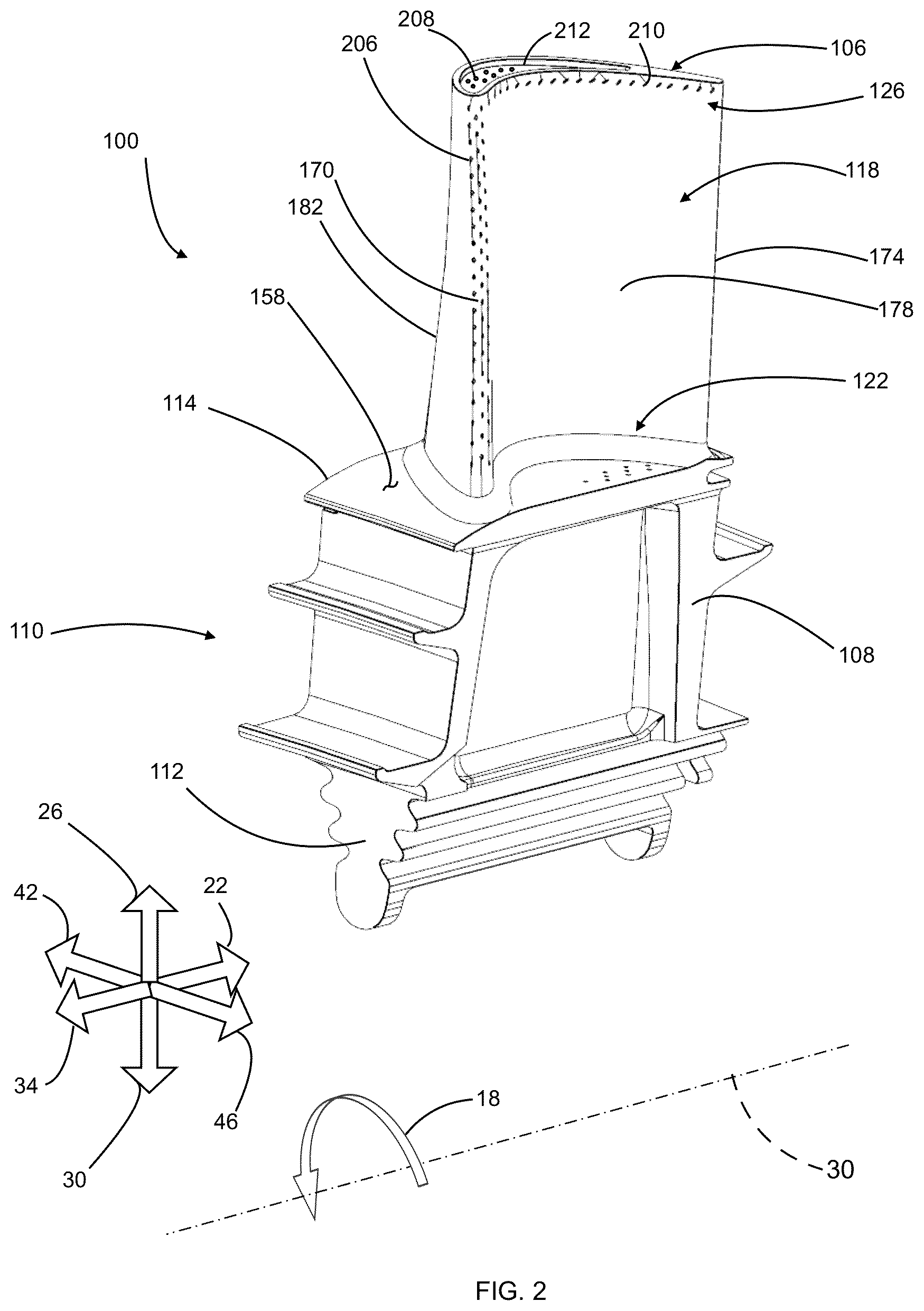 Patent US12359569 Figure 2 – Turbine blade tip cooling hole supply plenum
