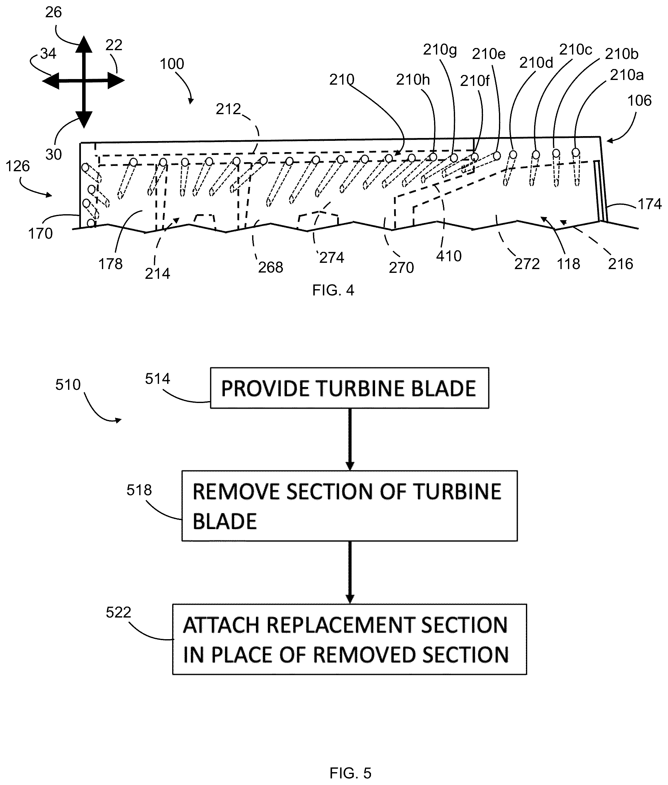 Patent US12359569 Figure 4 – Turbine blade tip cooling hole supply plenum