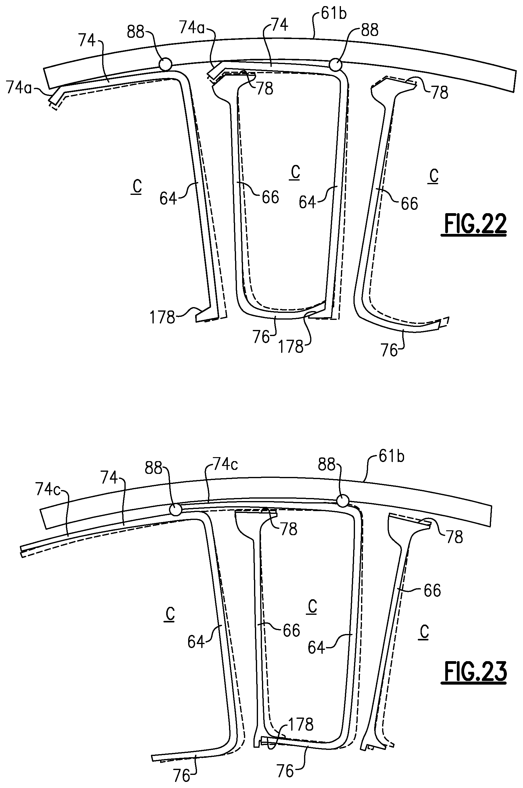 Patent US12359574 Figure 11 – Vane arc segment with single-sided platform