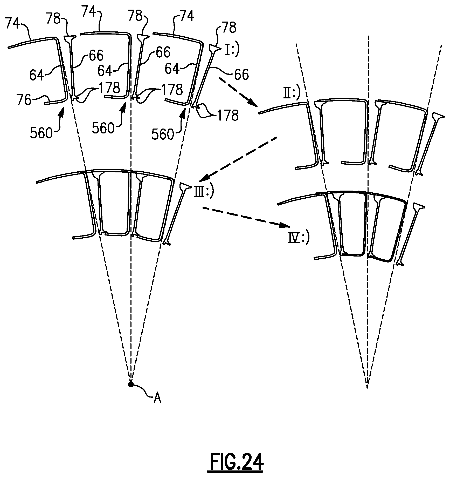 Patent US12359574 Figure 12 – Vane arc segment with single-sided platform