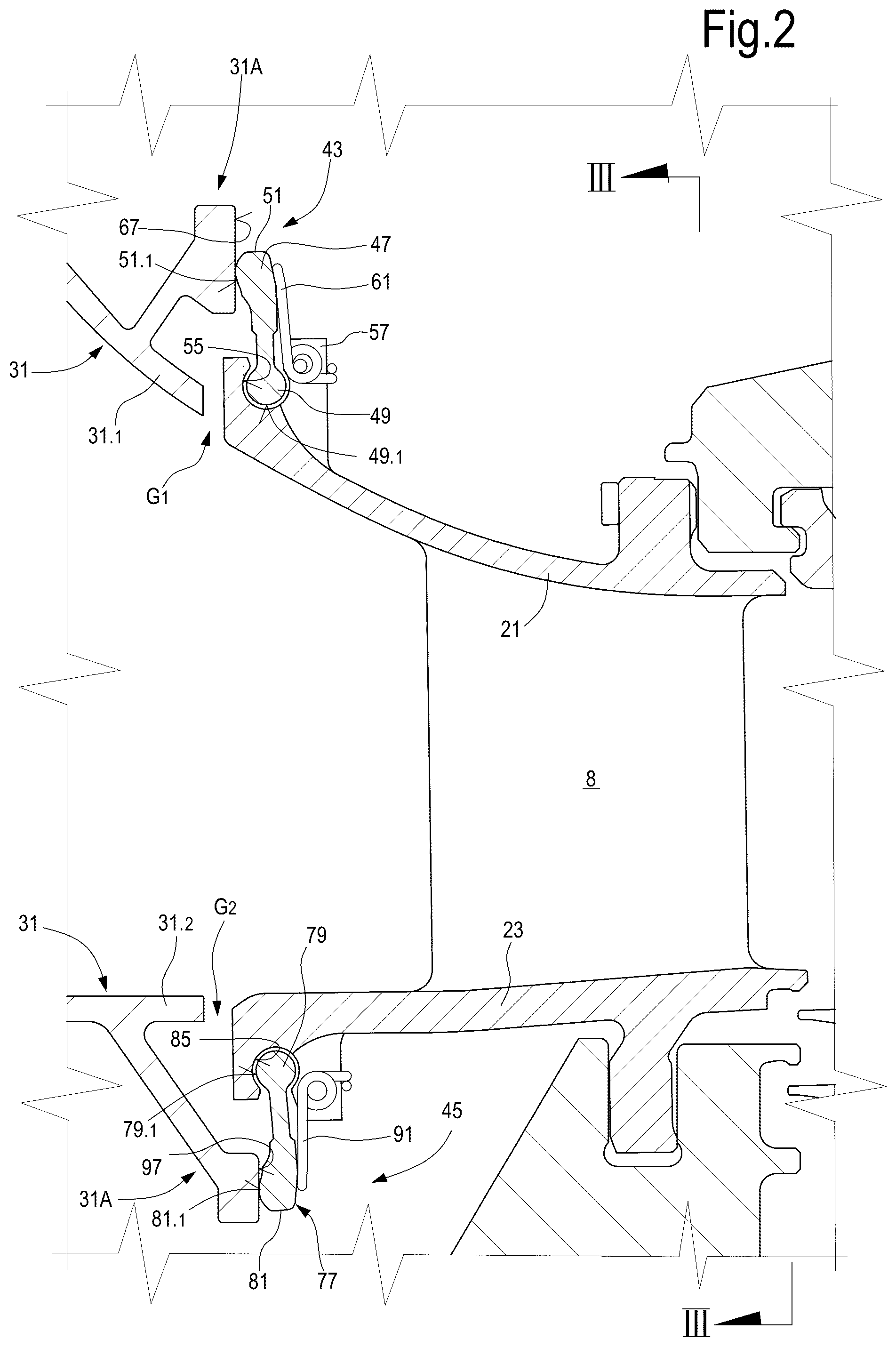 Patent US12359577 Figure 2 – Turbomachine sealing system and turbomachine including the sealing system