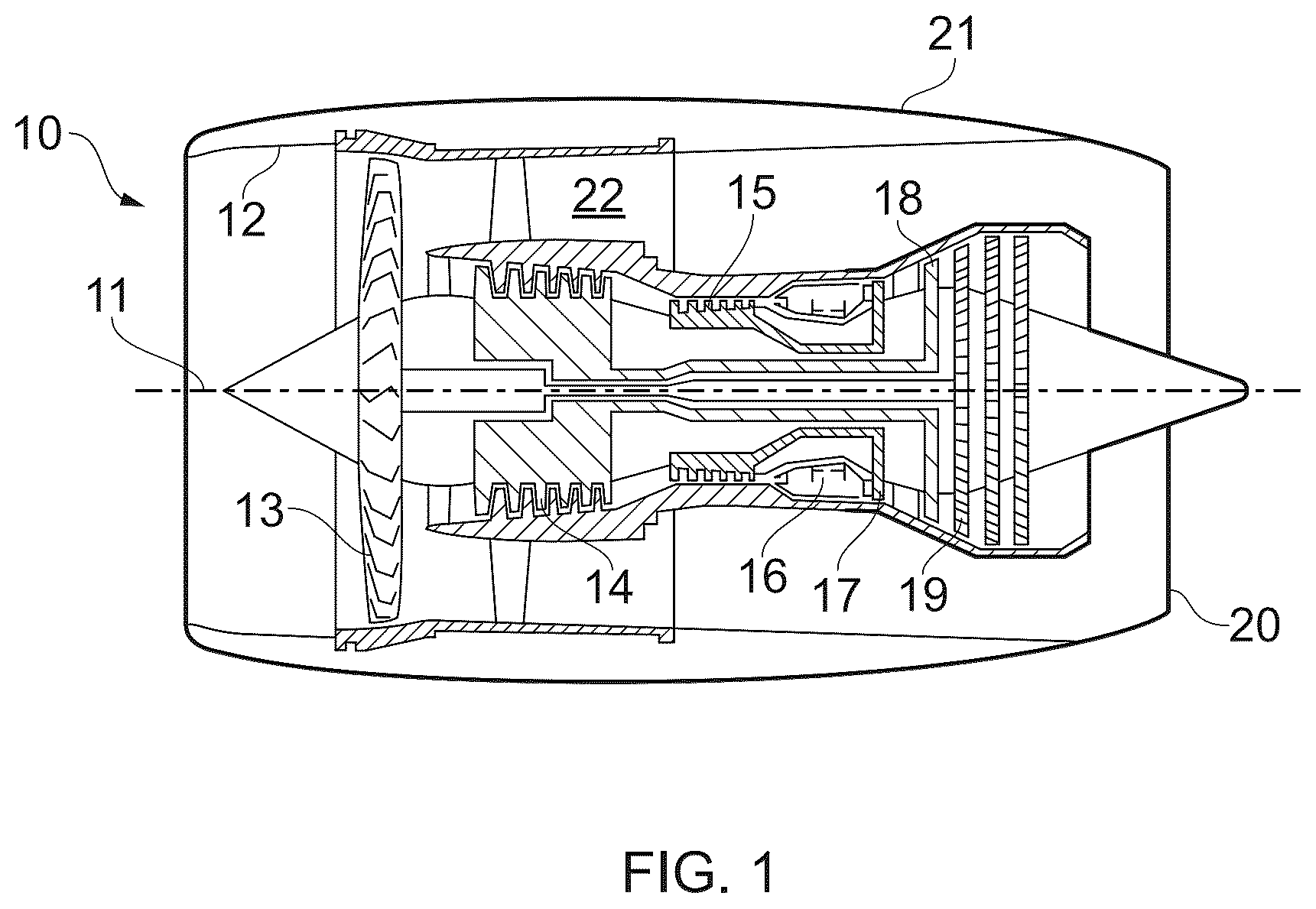 Patent US12359578 Figure 1 – Single-piece annular vane array for a gas turbine engine