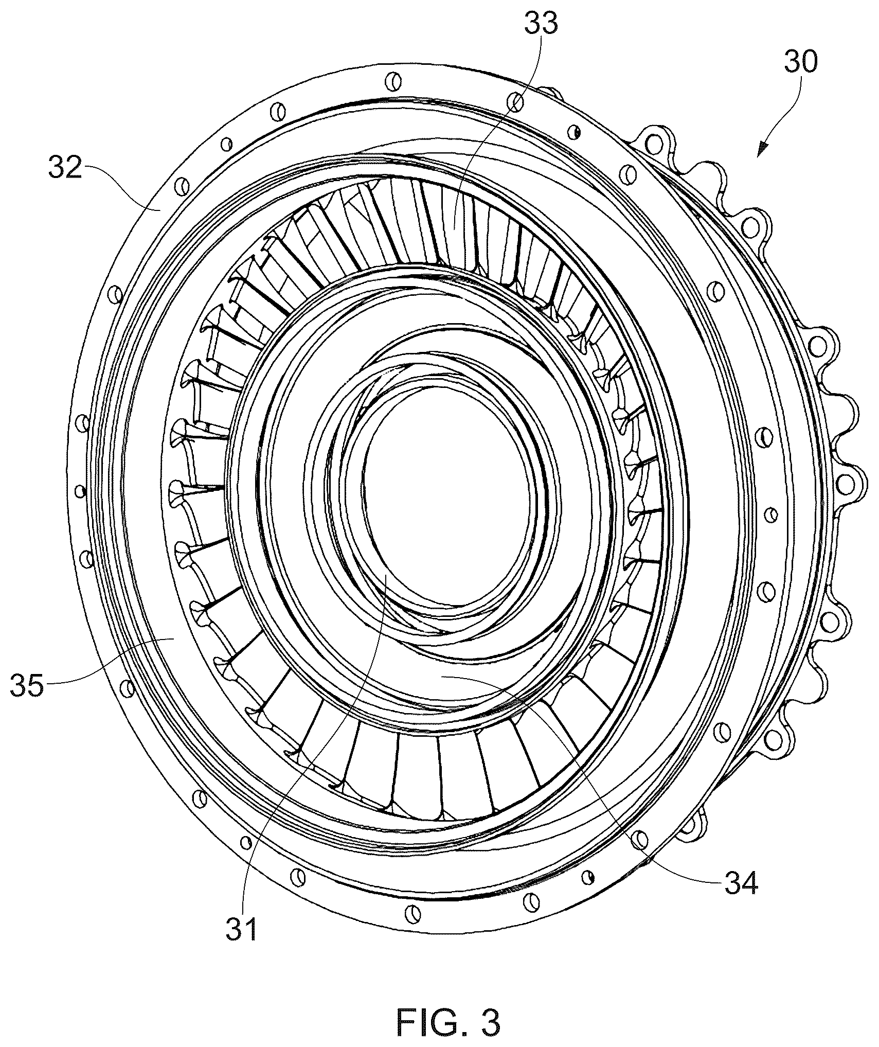 Patent US12359578 Figure 3 – Single-piece annular vane array for a gas turbine engine