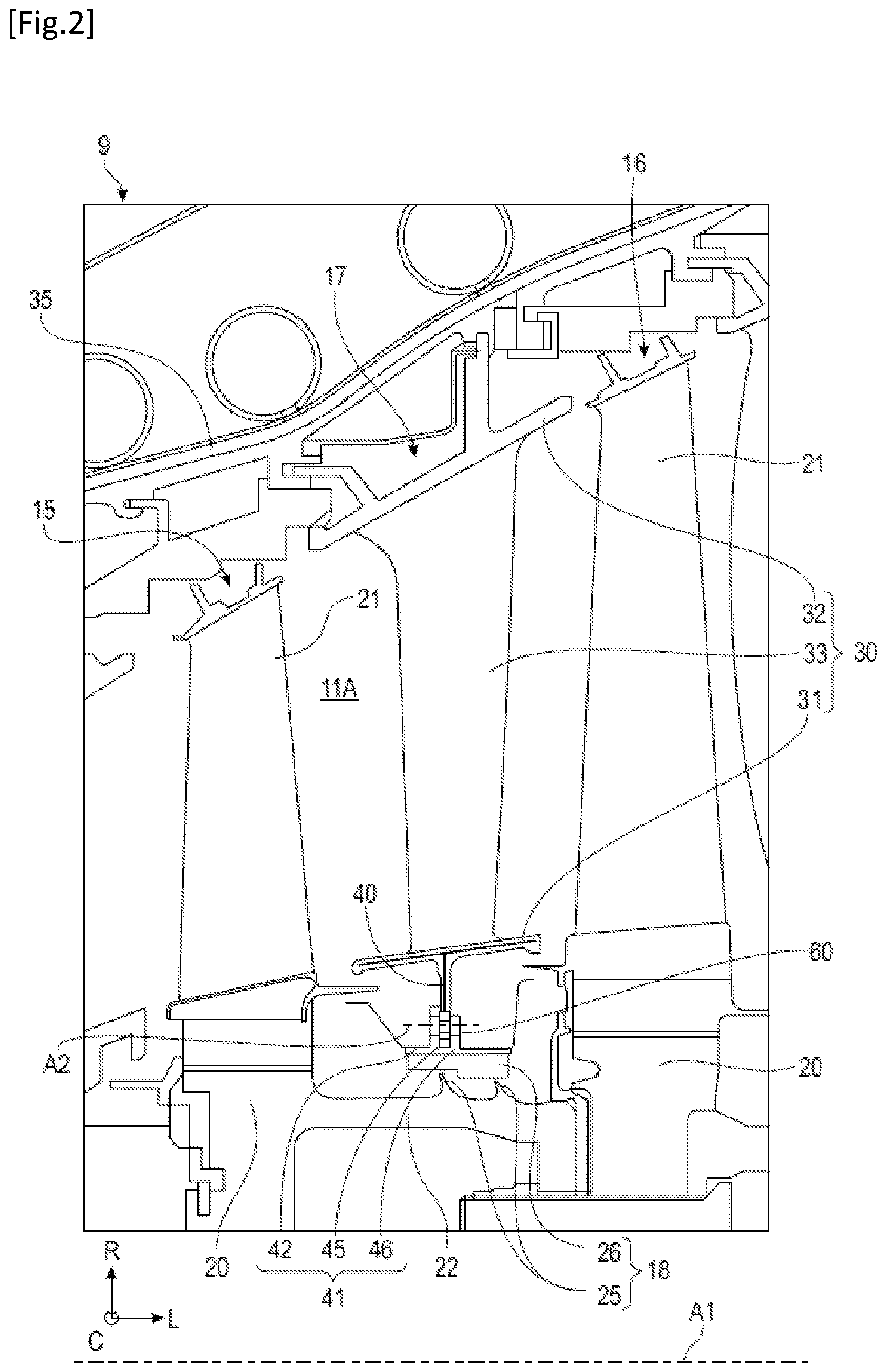 Patent US12359581 Figure 2 – Turbine stator assembly