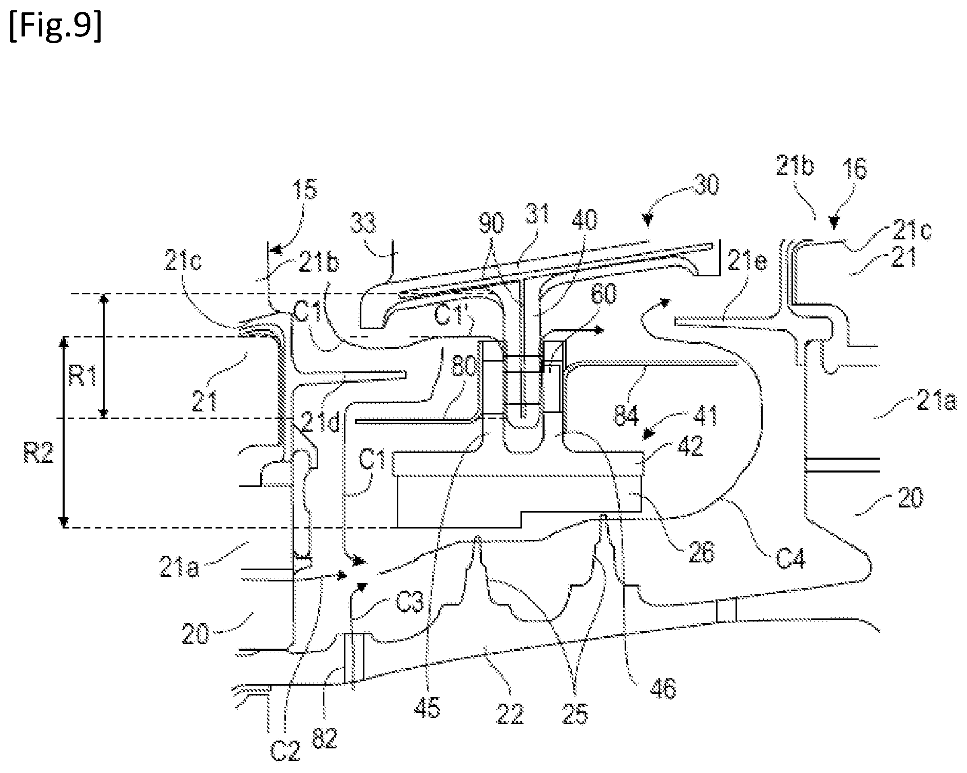 Patent US12359581 Figure 6 – Turbine stator assembly