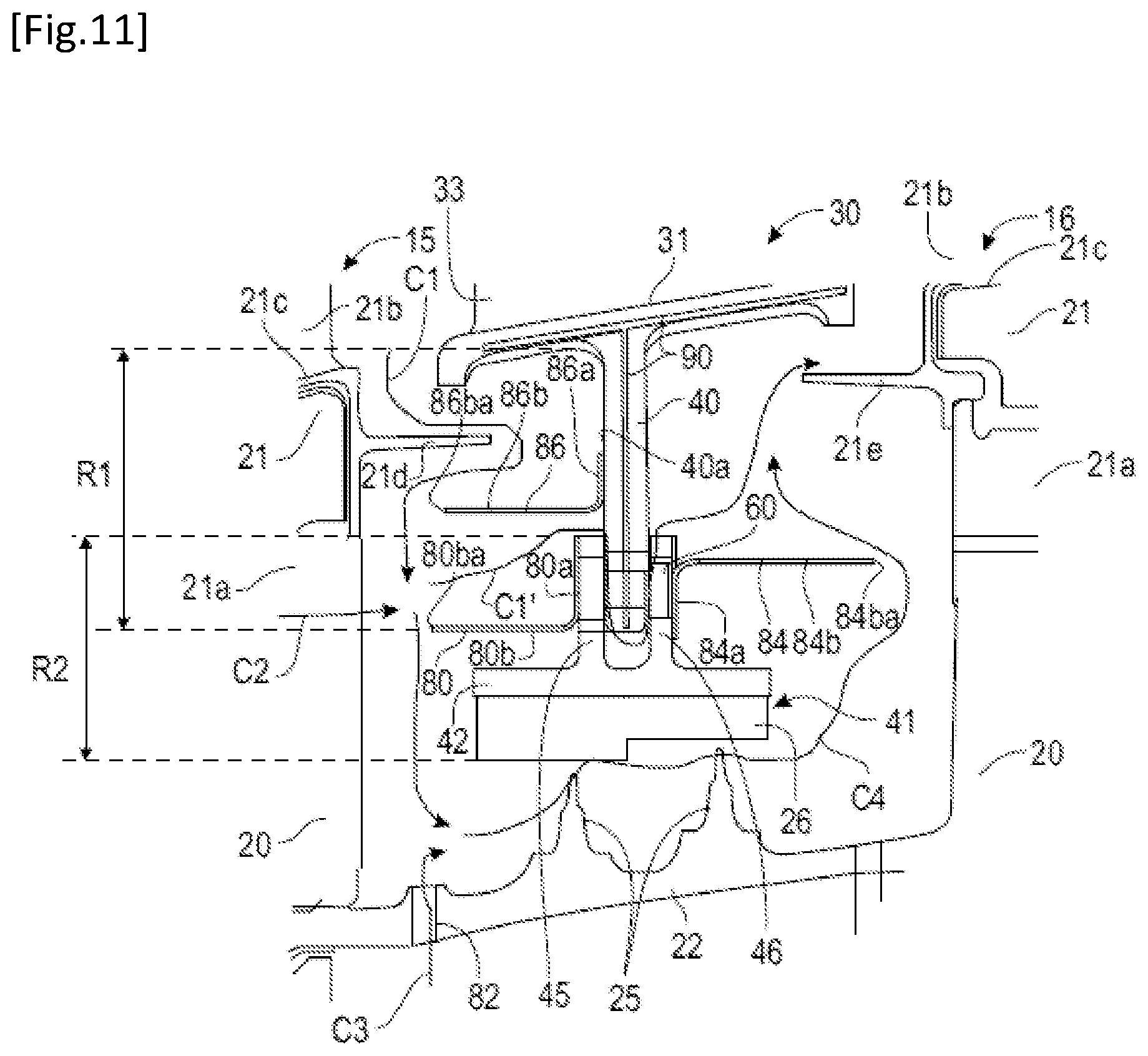 Patent US12359581 Figure 8 – Turbine stator assembly