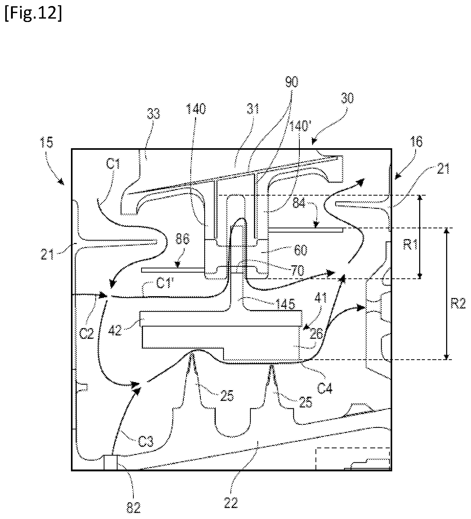 Patent US12359581 Figure 9 – Turbine stator assembly