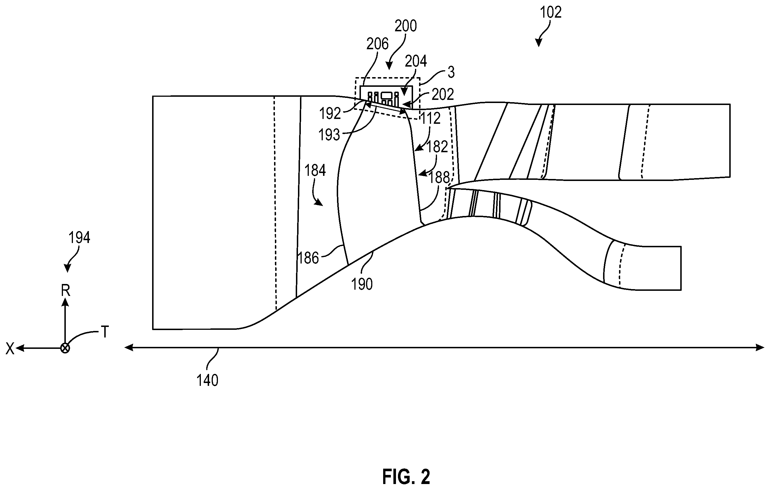 Patent US12359584 Figure 2 – Acoustic engine casing for gas turbine engine