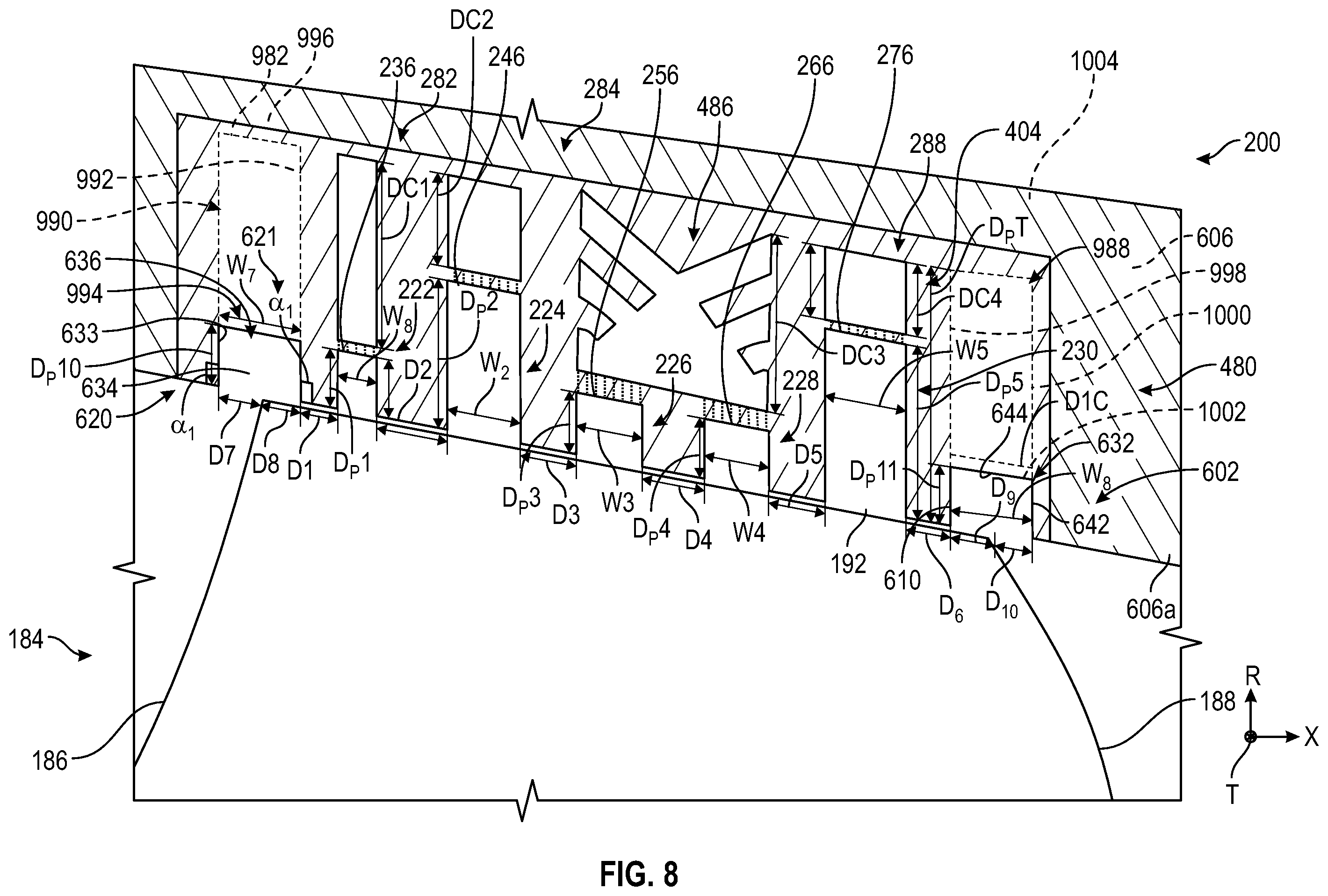 Patent US12359584 Figure 8 – Acoustic engine casing for gas turbine engine
