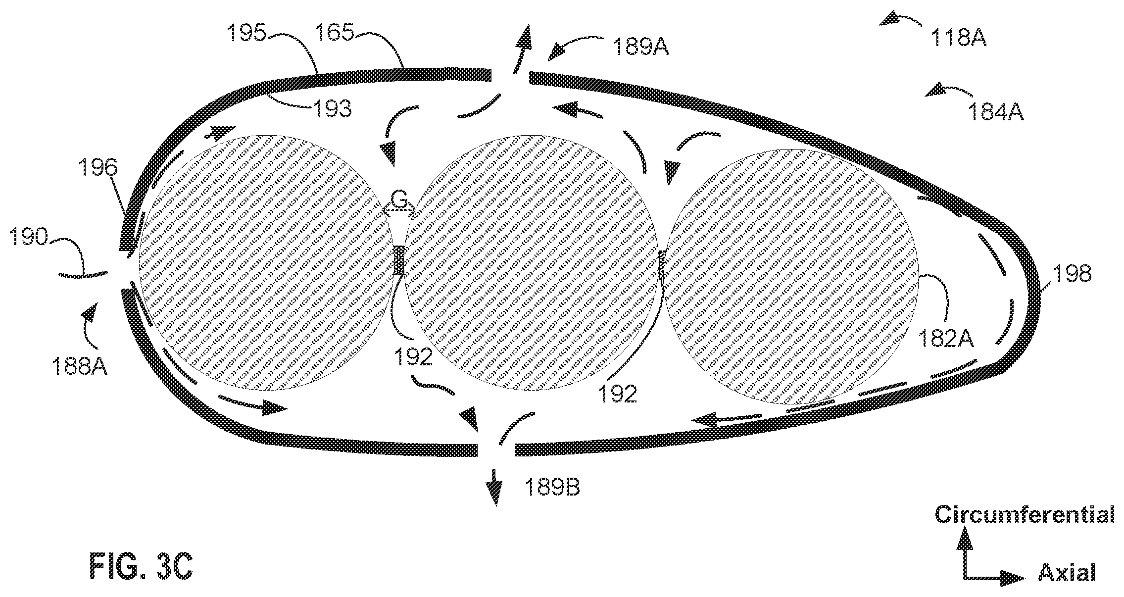 Patent US12359587 Figure 5 – Gas turbine engine power cable cooling