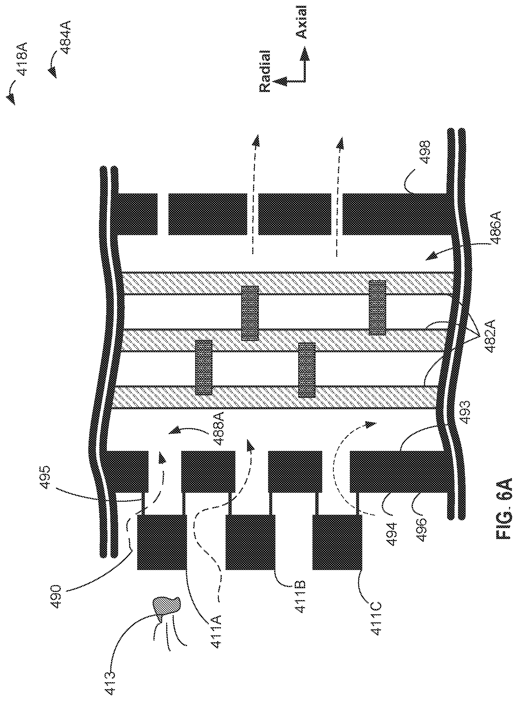Patent US12359587 Figure 8 – Gas turbine engine power cable cooling