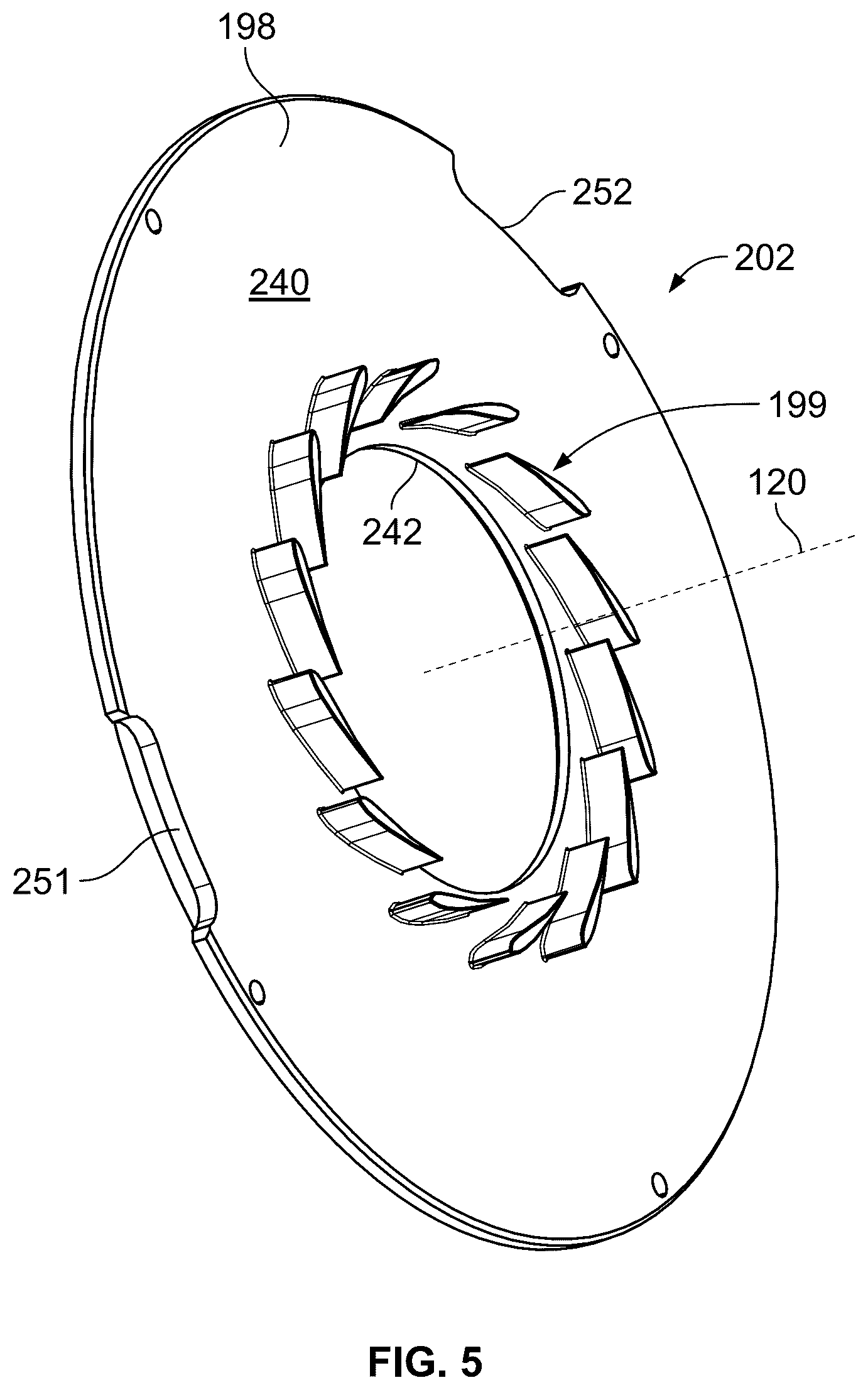 Patent US12359590 Figure 5 – Turbomachine with turbine section having integrated fluid separator