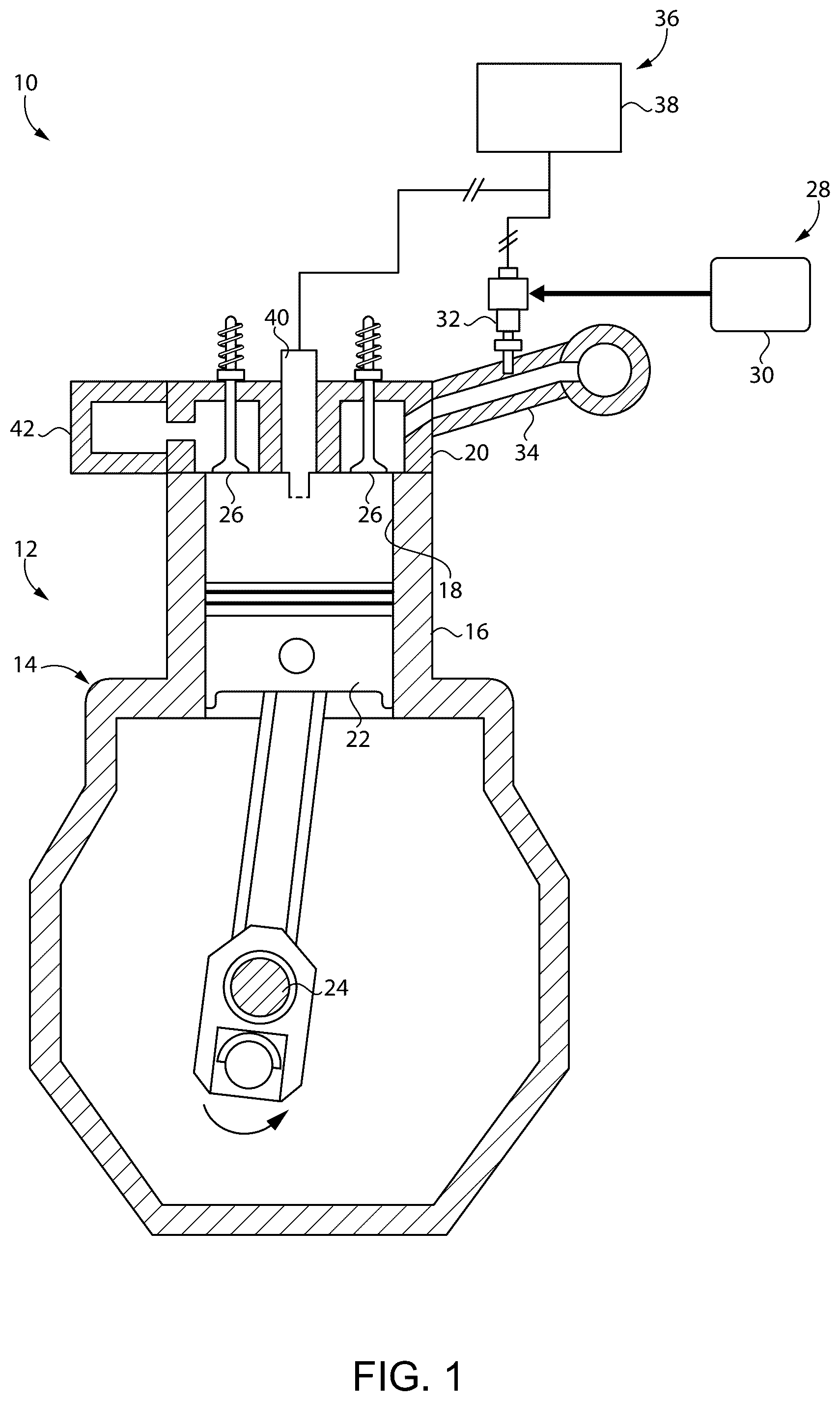 Patent US12359609 Figure 1 – Extended-life prechamber sparkplug for engine system and engine system operating method