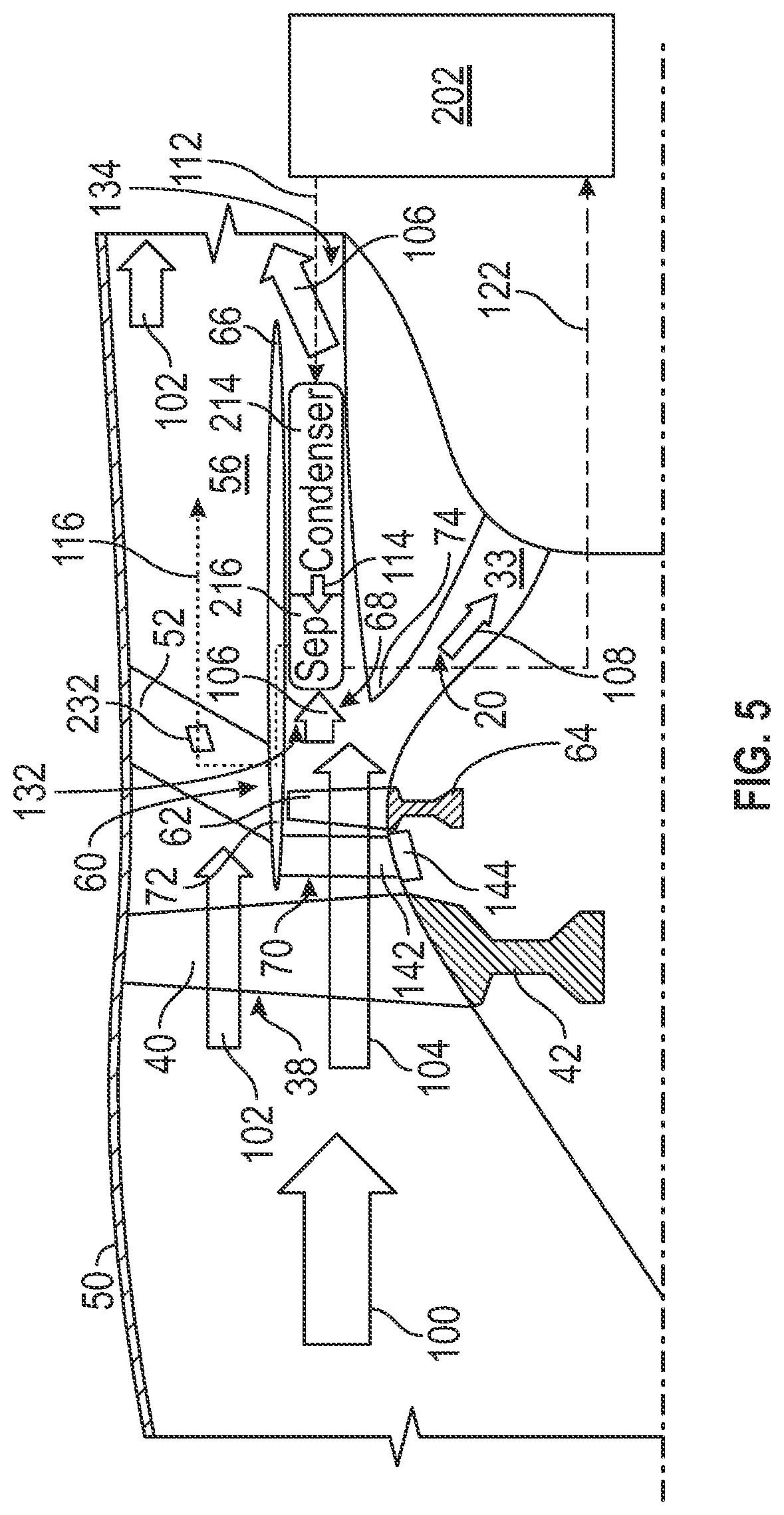 Patent US12359612 Figure 4 – Turbine engine with three air streams
