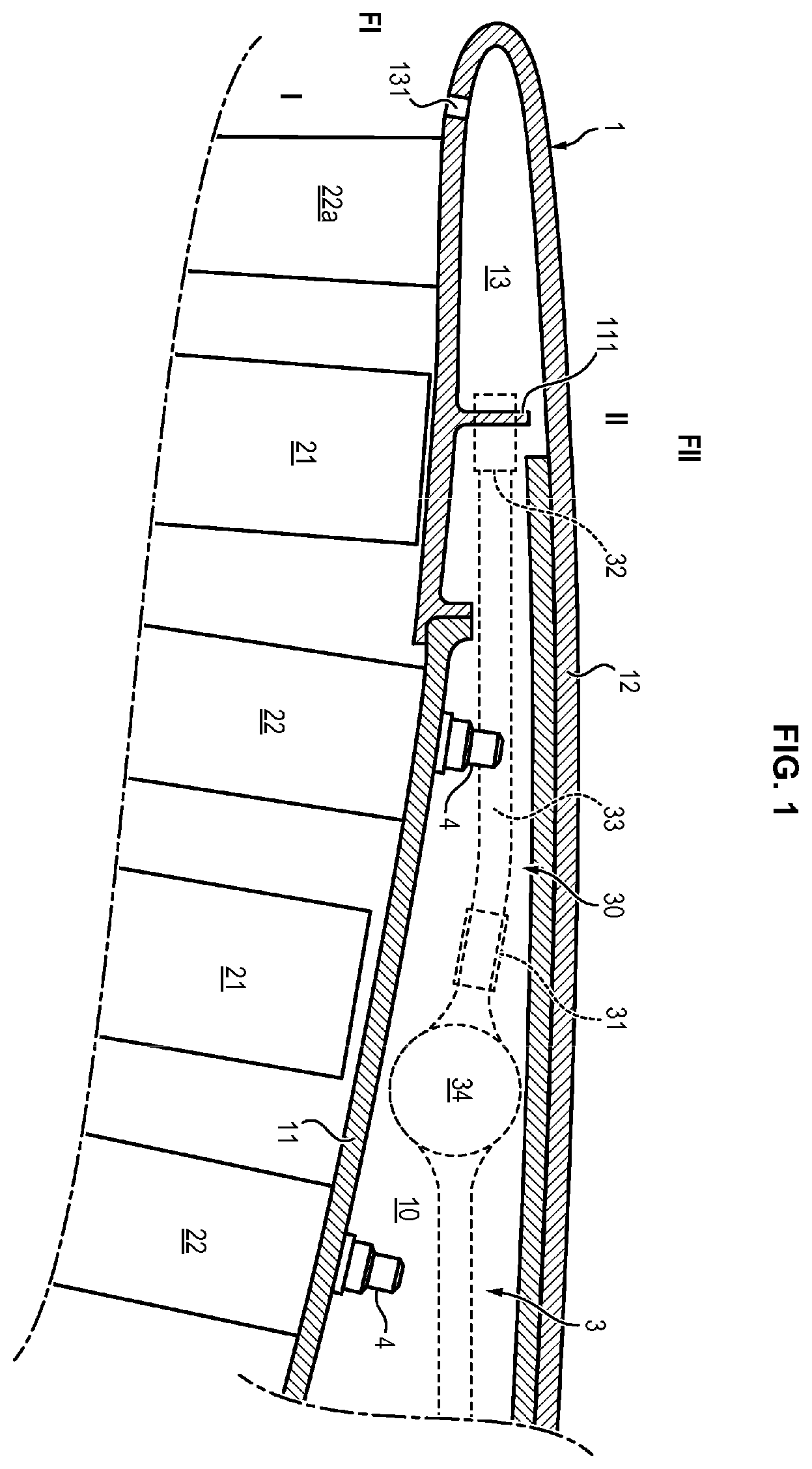 Patent US12359614 Figure 1 – Device for de-icing a turbomachine nozzle