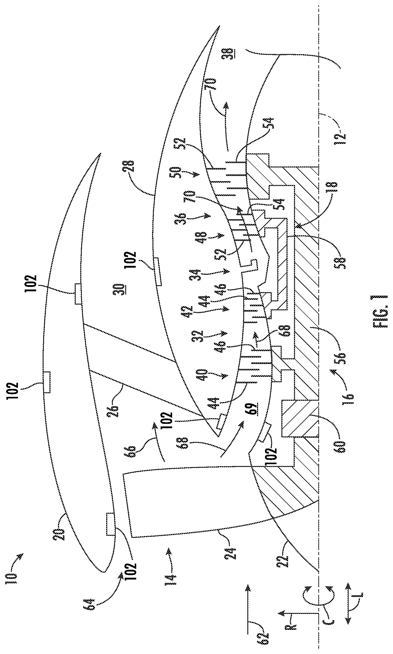 Patent US12359621 Figure 1 – Thermal management system for a gas turbine engine