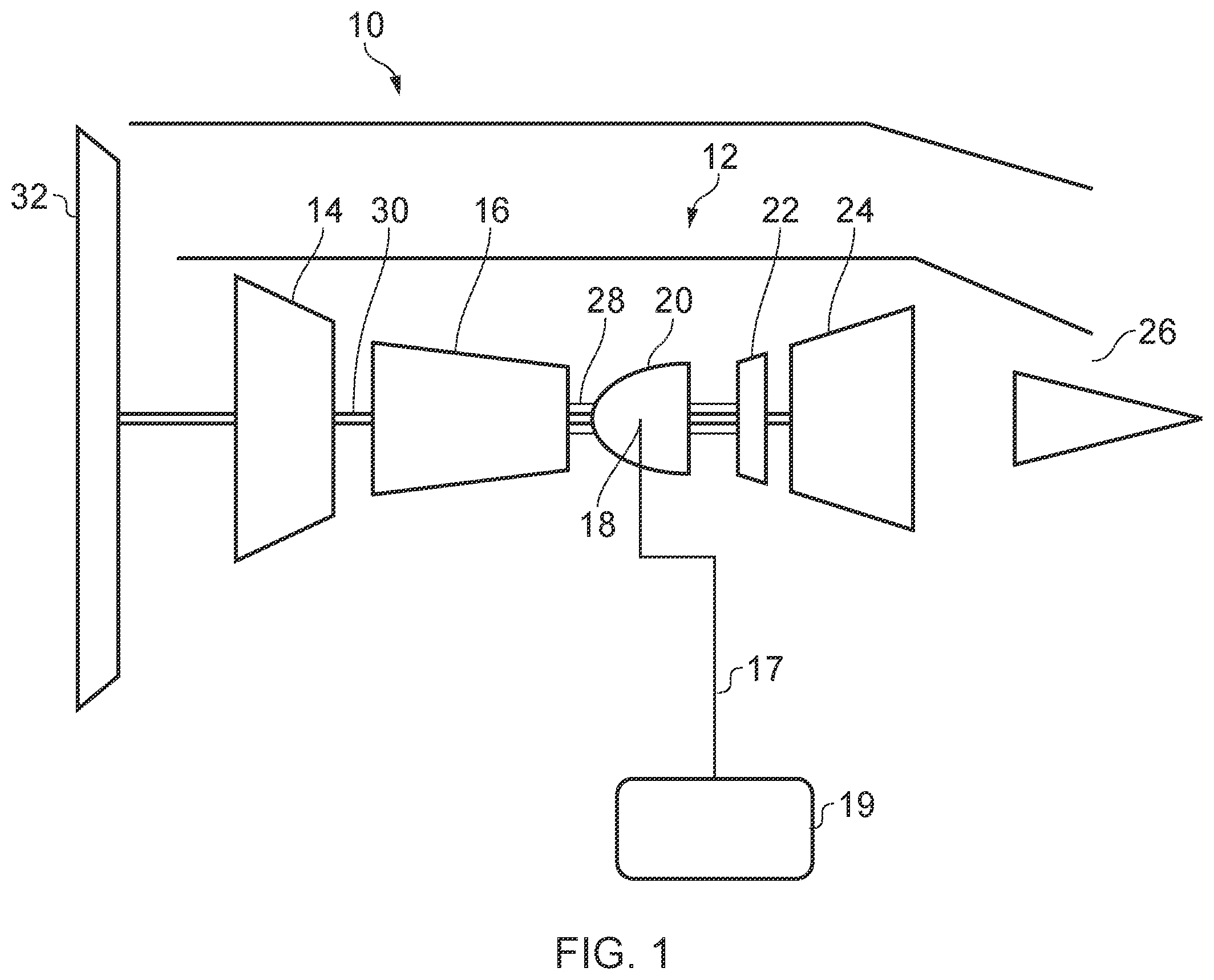 Patent US12359624 Figure 1 – Gas turbine engine