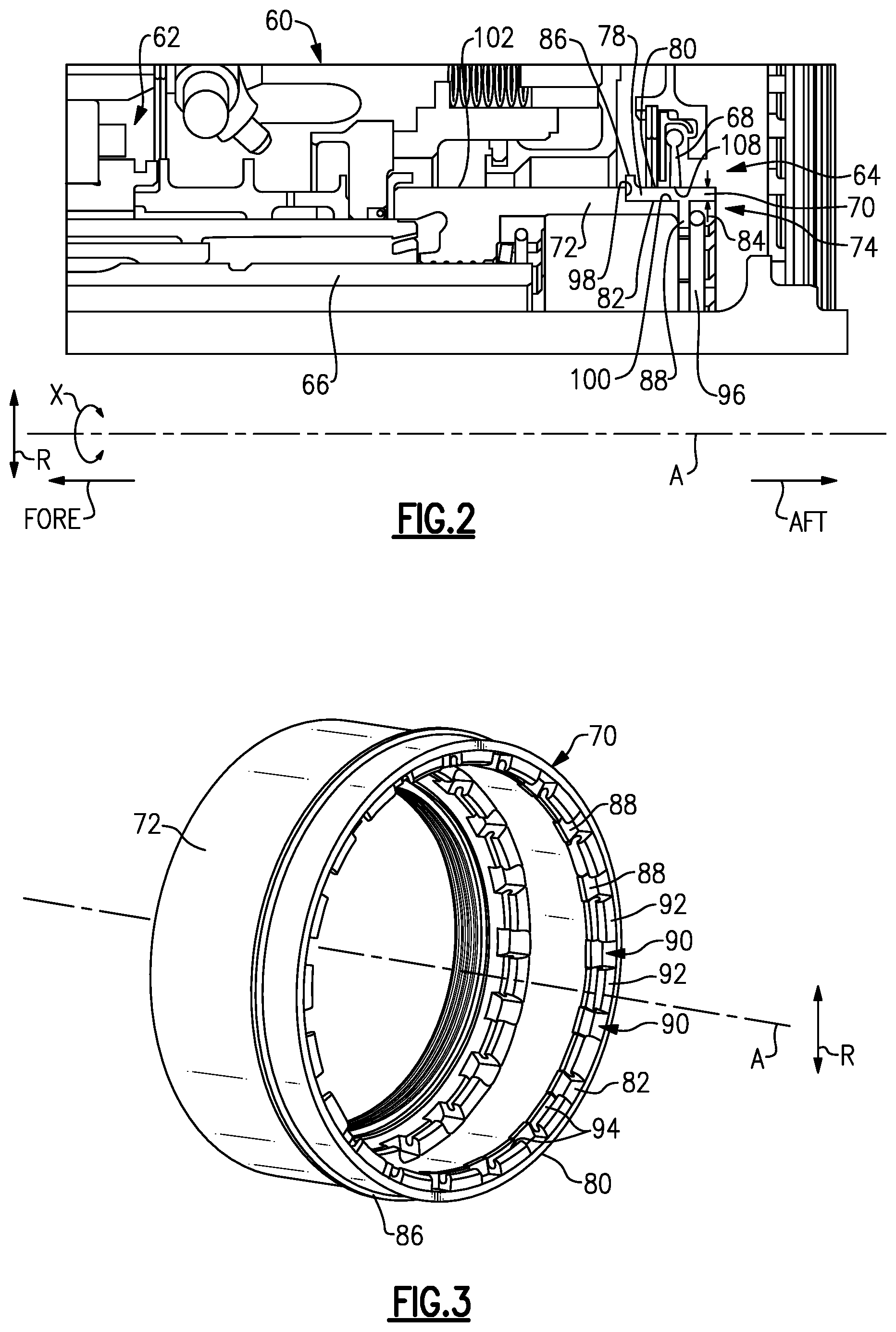 Patent US12359626 Figure 2 – Rotating sleeve controlling clearance of seal assembly of gas turbine engine