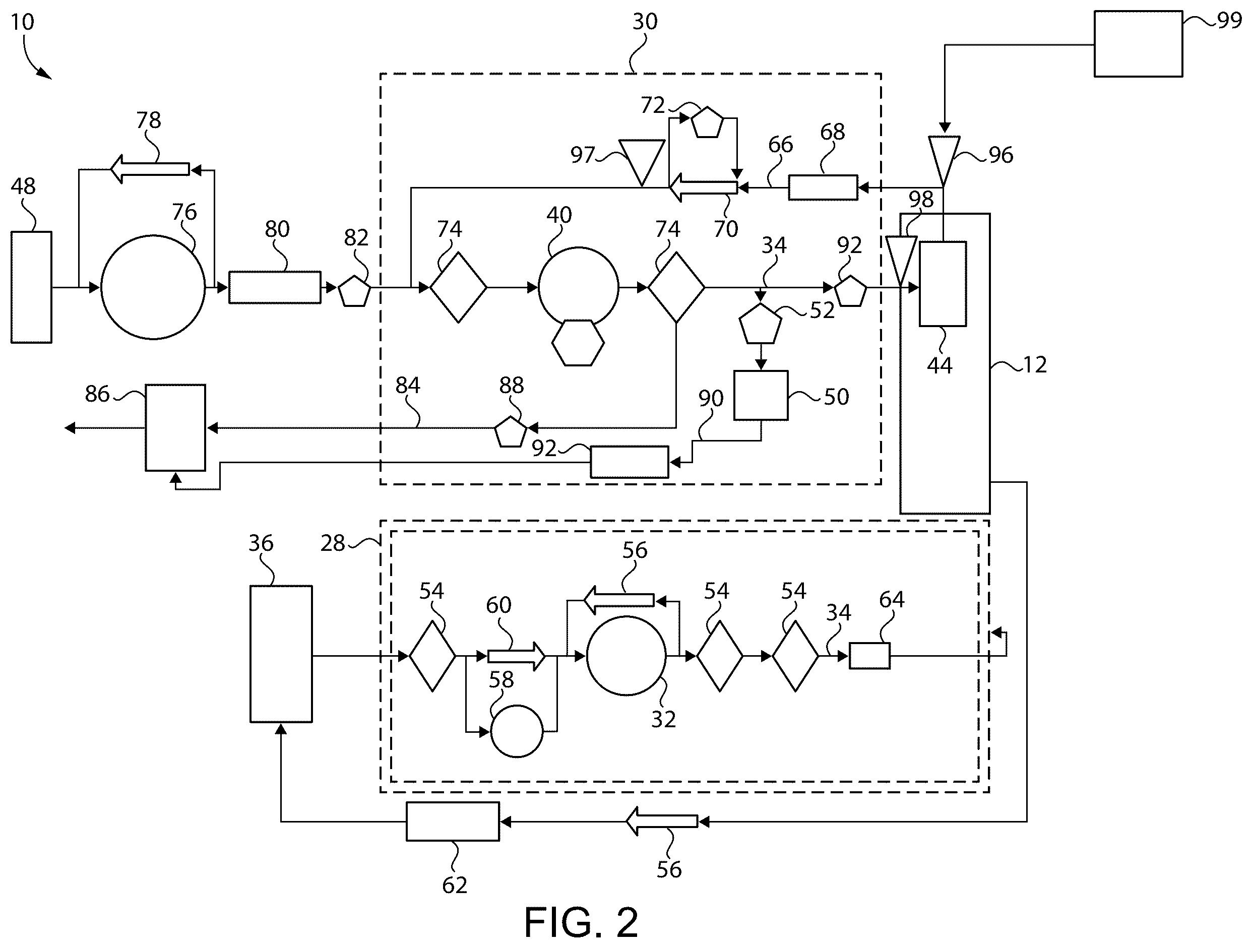 Patent US12359632 Figure 2 – Dual fuel system having overflow buffer for hastening fuel switchover