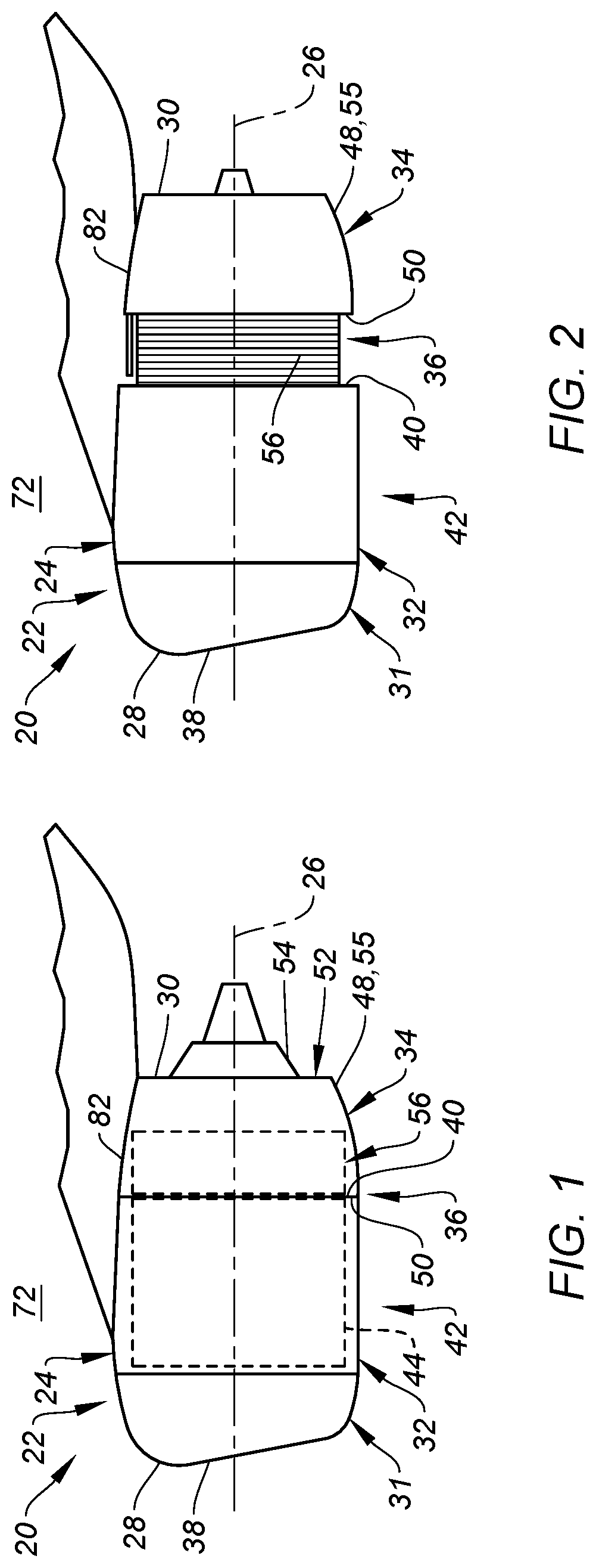 Patent US12359642 Figure 1 – Thrust reverser with blocker door folding linkage