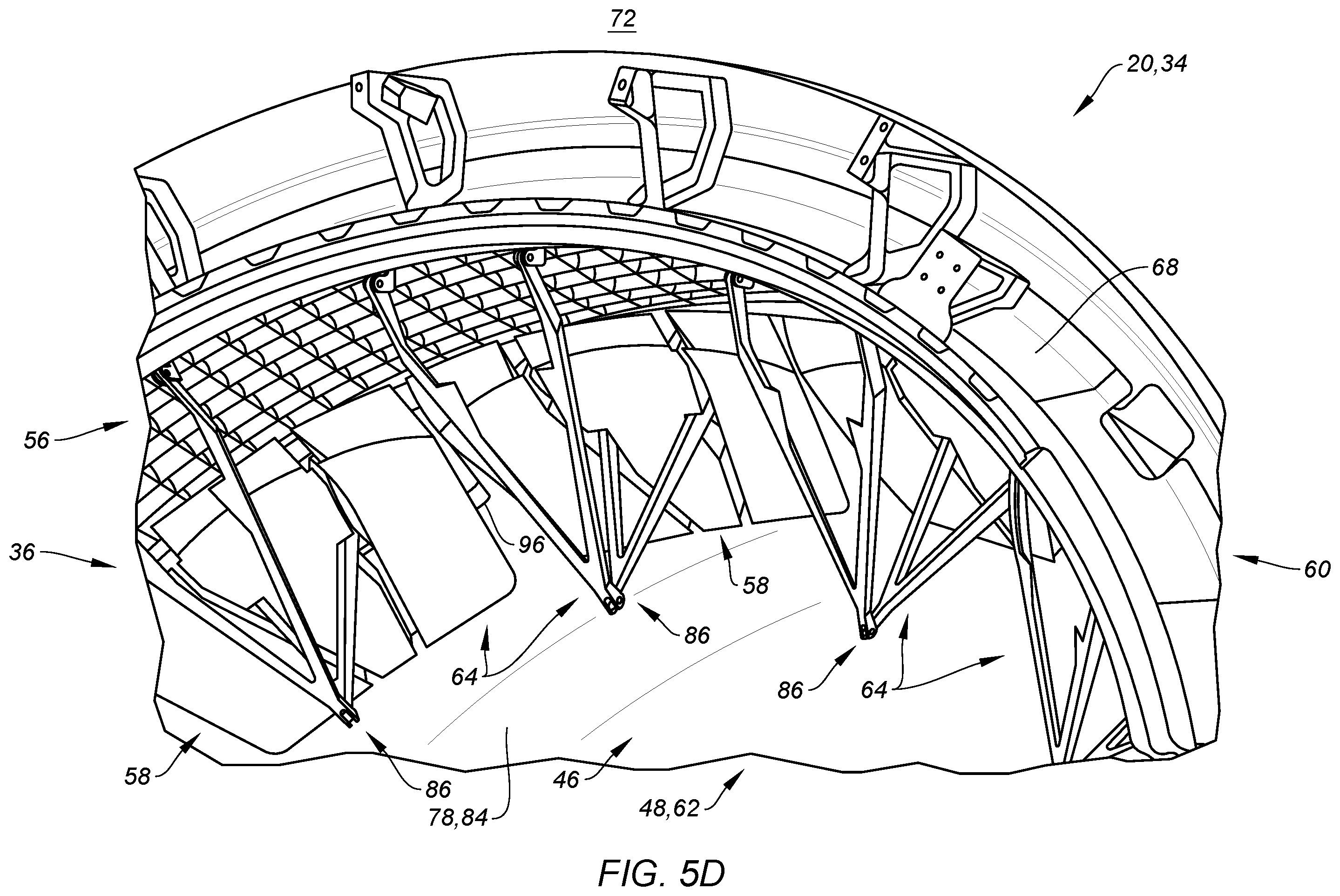Patent US12359642 Figure 7 – Thrust reverser with blocker door folding linkage