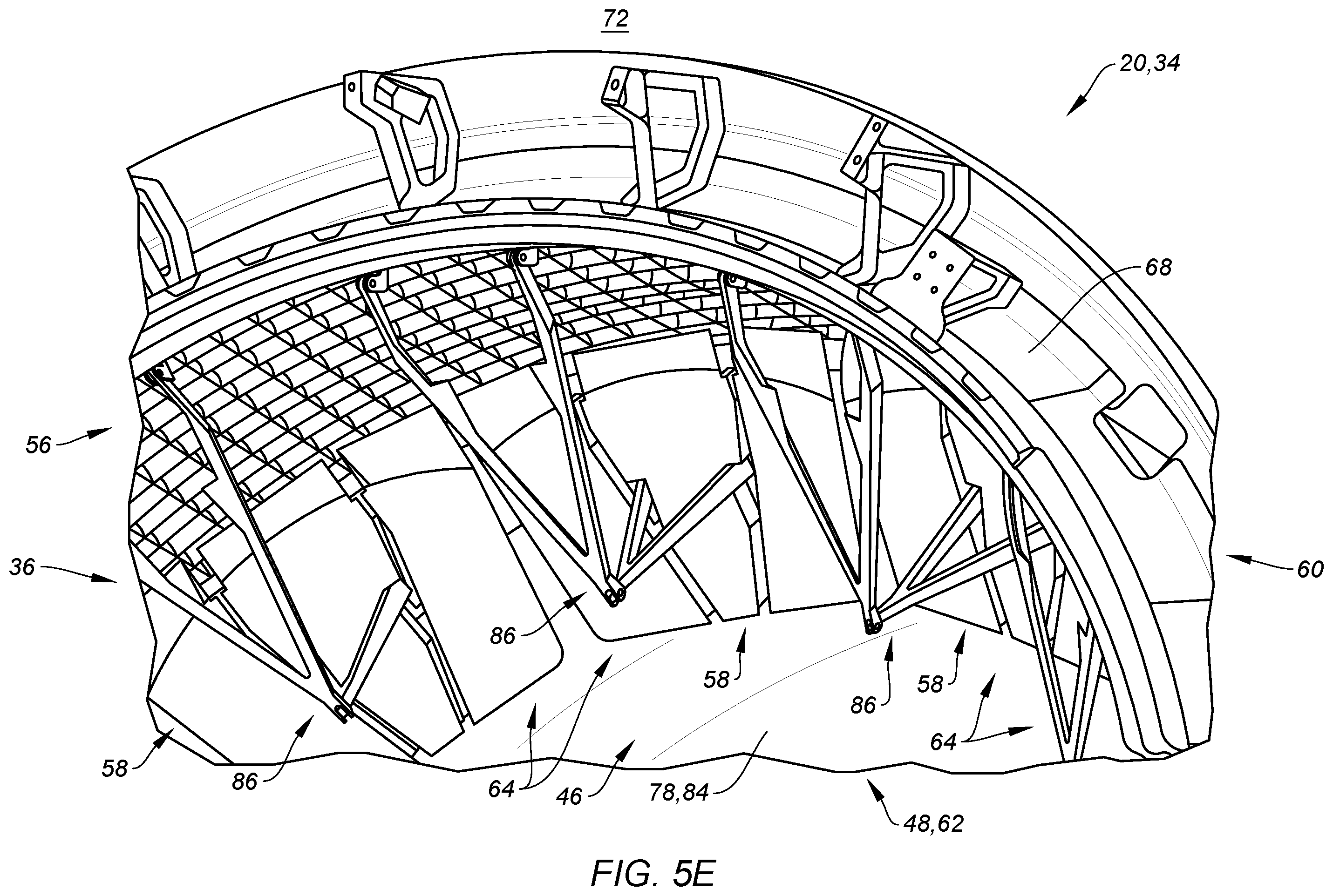 Patent US12359642 Figure 8 – Thrust reverser with blocker door folding linkage