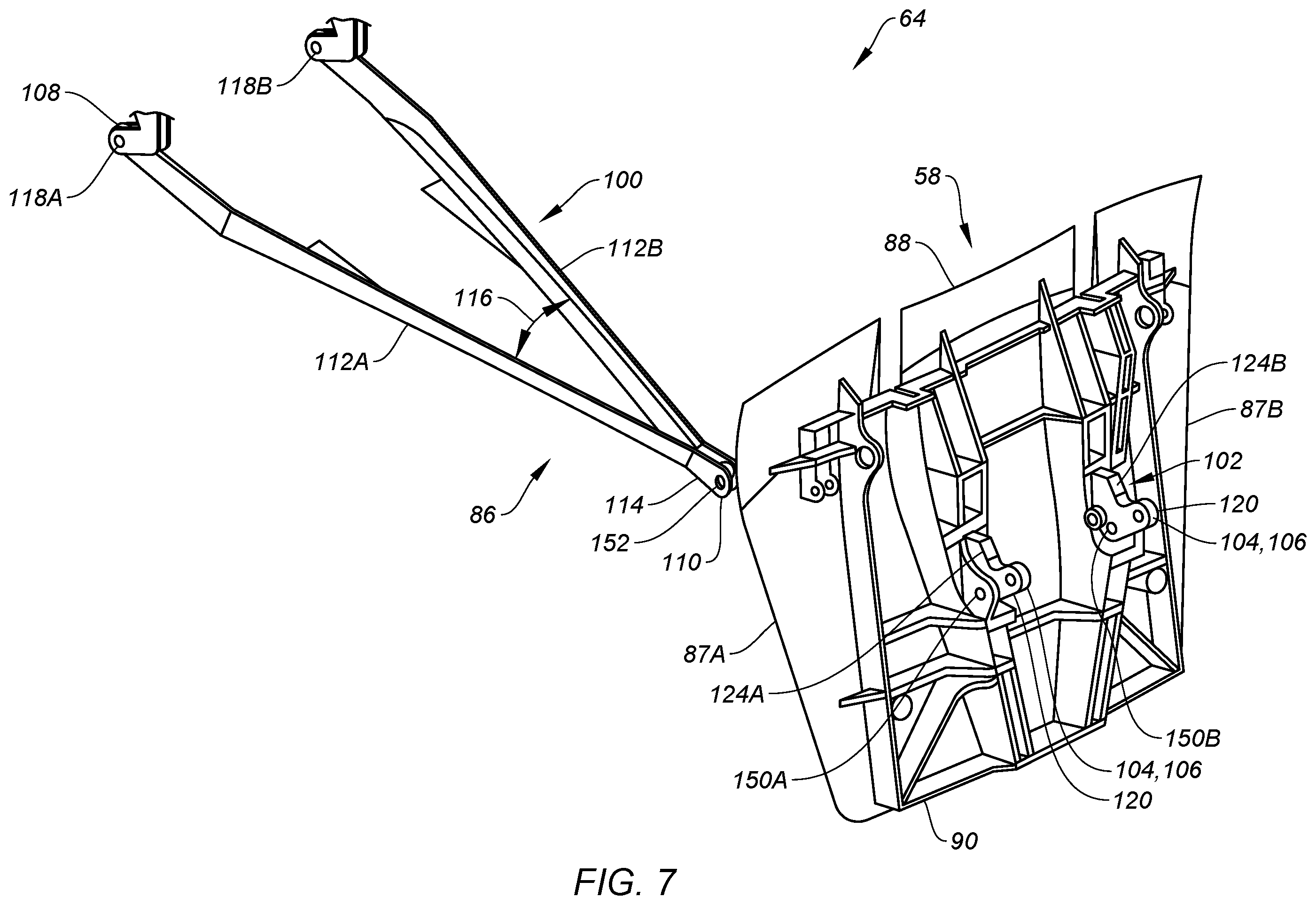 Patent US12359642 Figure 11 – Thrust reverser with blocker door folding linkage