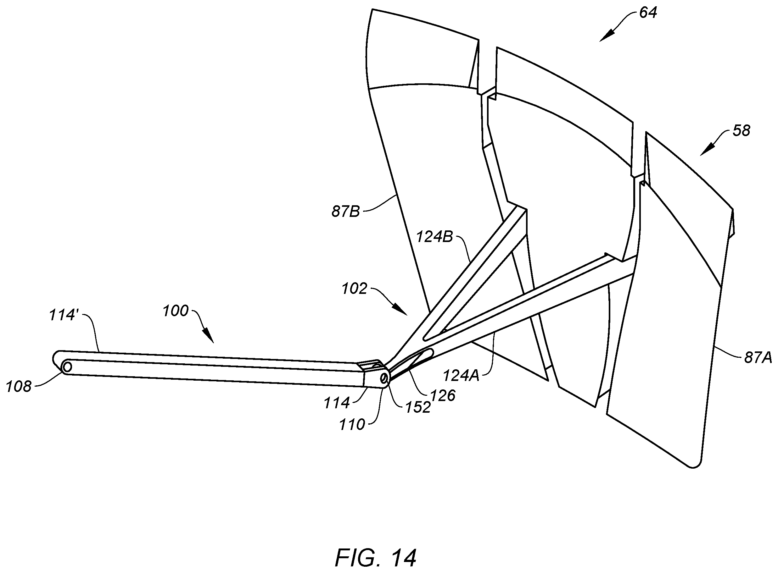 Patent US12359642 Figure 17 – Thrust reverser with blocker door folding linkage