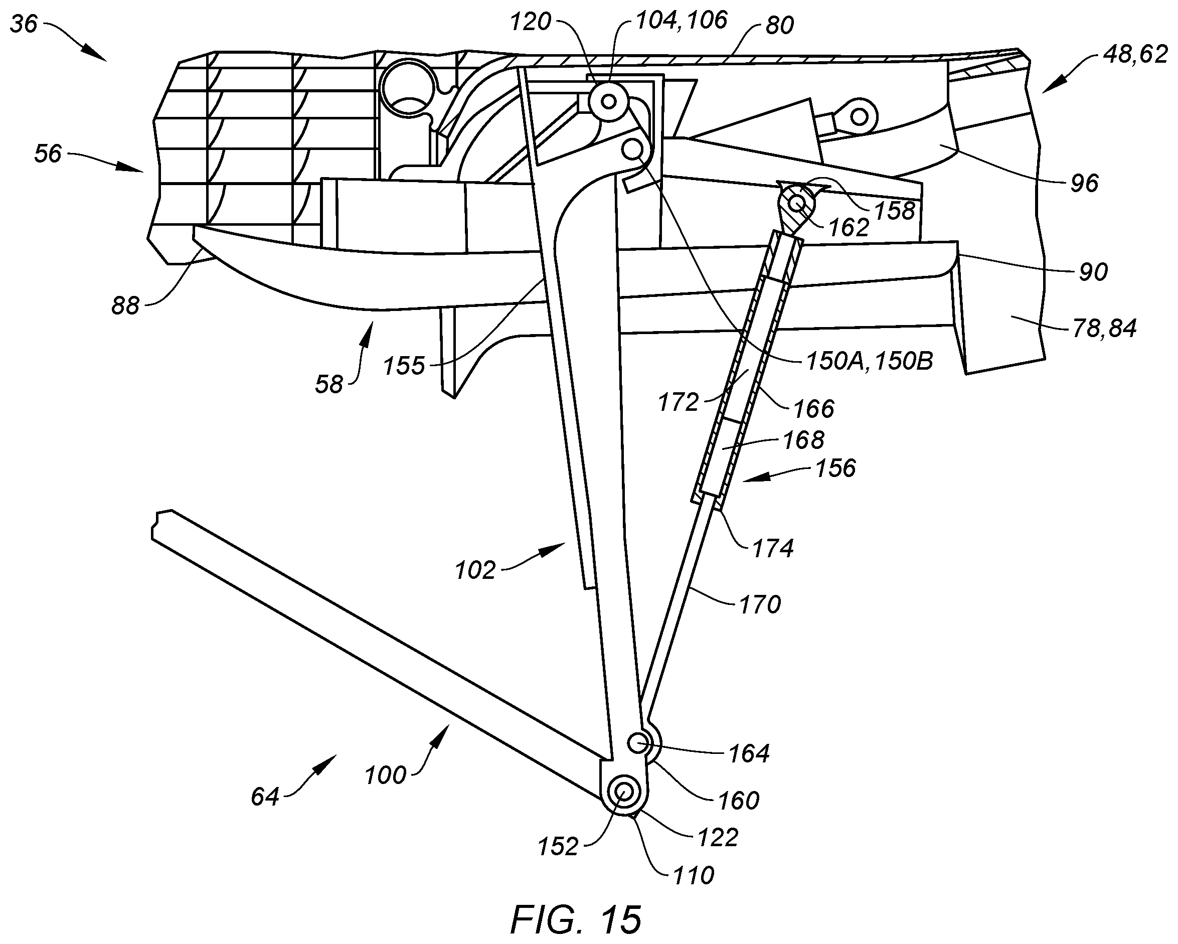 Patent US12359642 Figure 18 – Thrust reverser with blocker door folding linkage