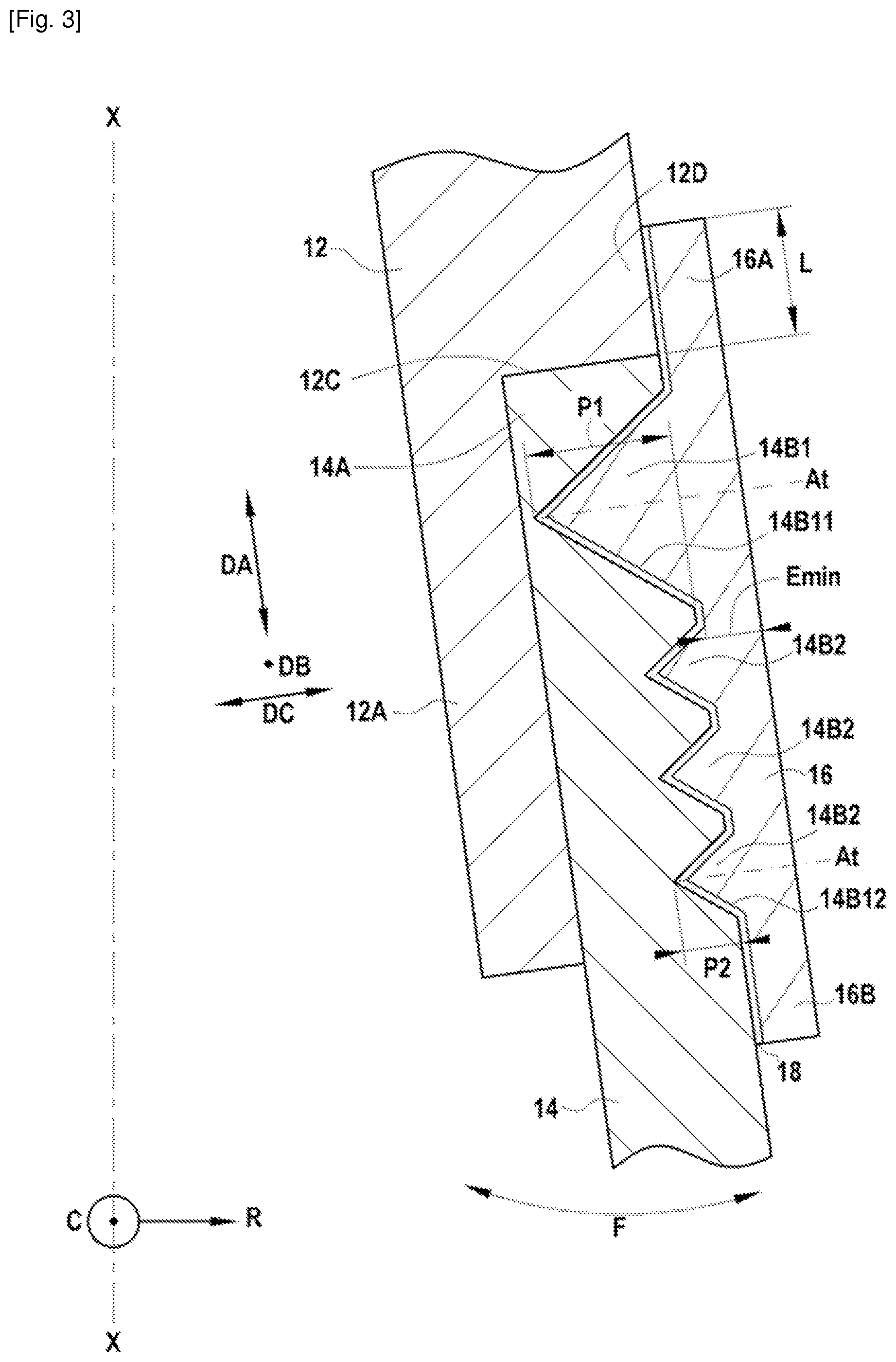 Patent US12359643 Figure 2 – Structure for assembling a piece comprising a first metal part and a second part made of an organic matrix composite material