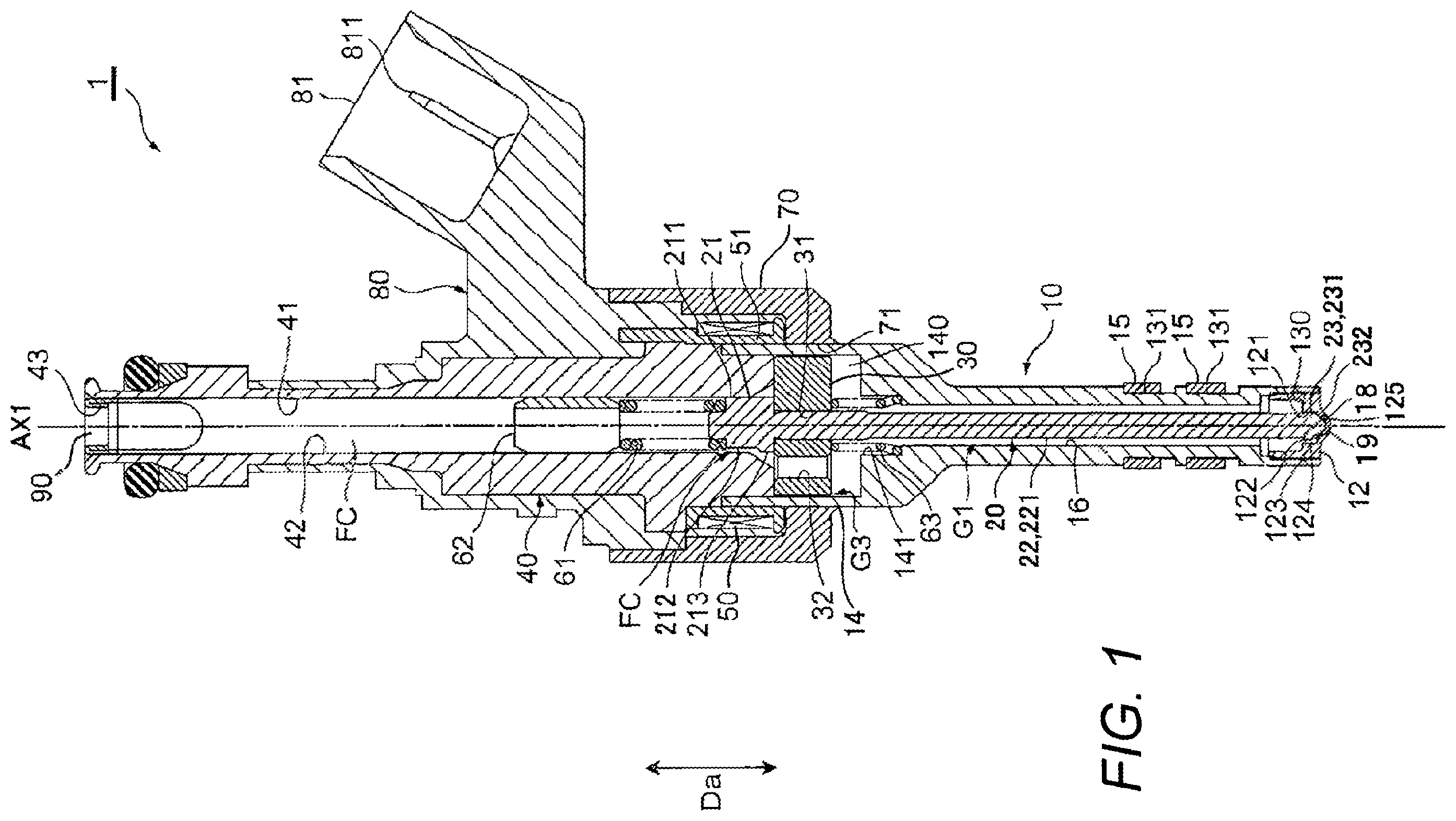 Patent US12359645 Figure 1 – Fuel injection device