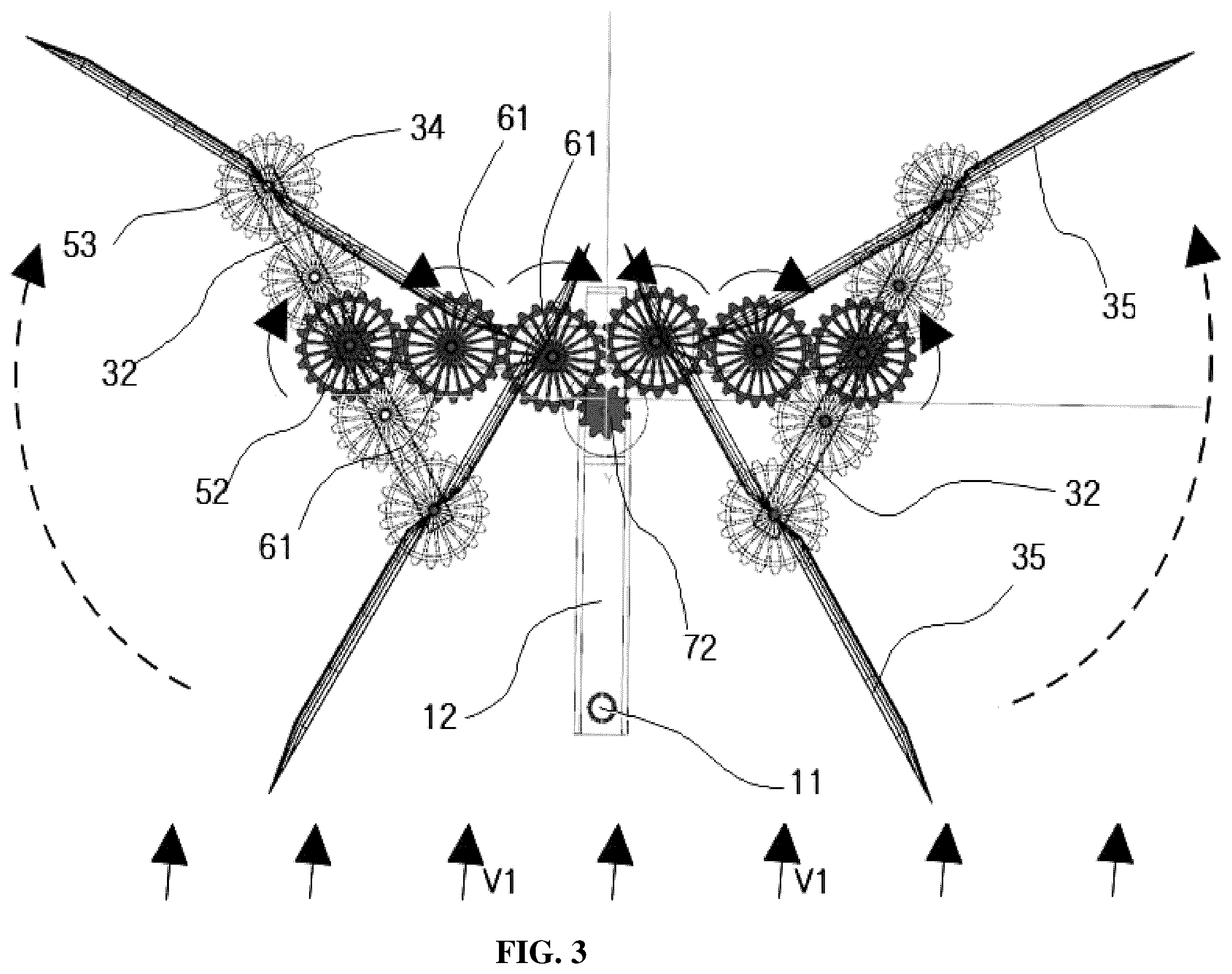 Patent US12359651 Figure 6 – Rotational force generator revolving and rotating according to flow of fluid