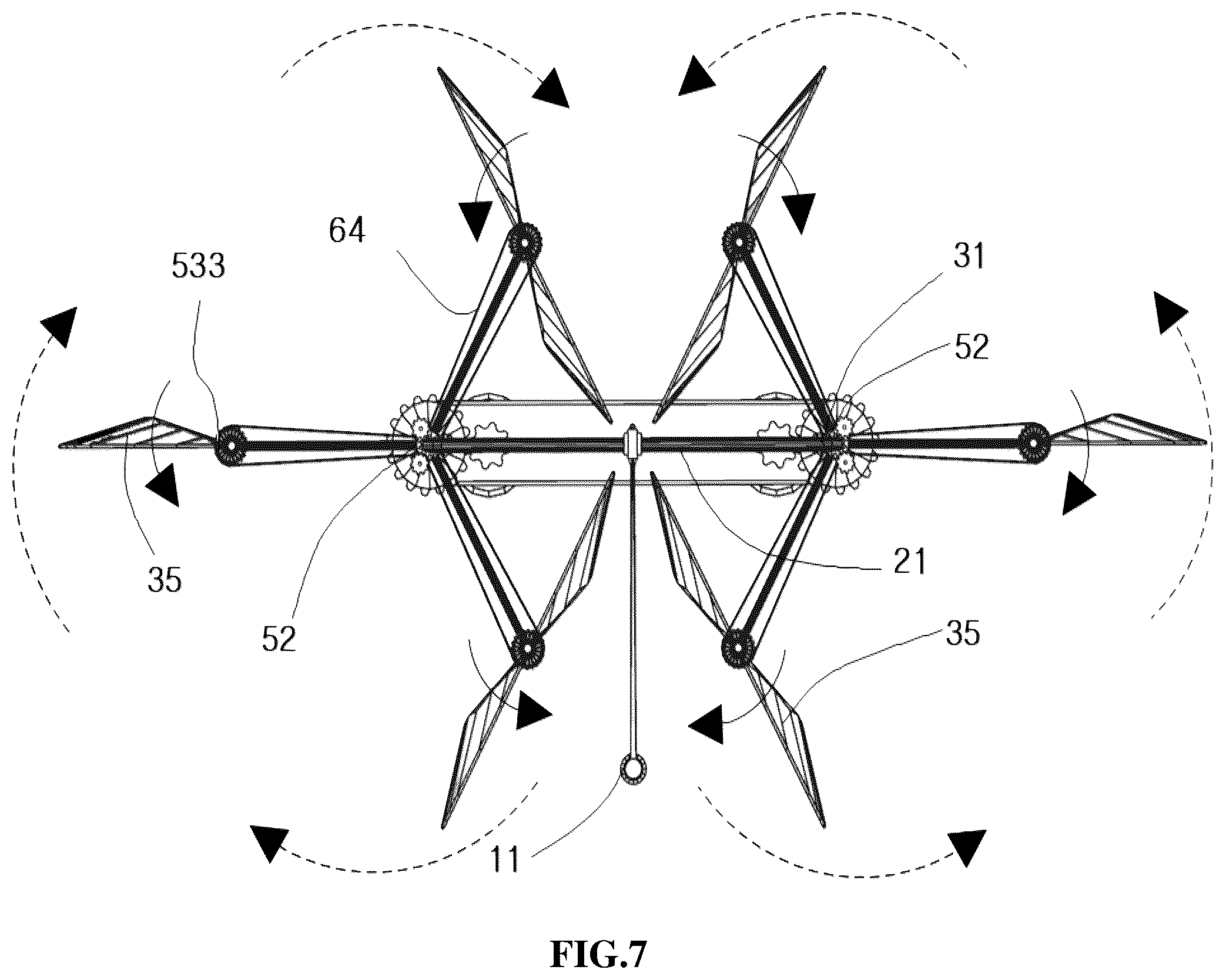 Patent US12359651 Figure 10 – Rotational force generator revolving and rotating according to flow of fluid
