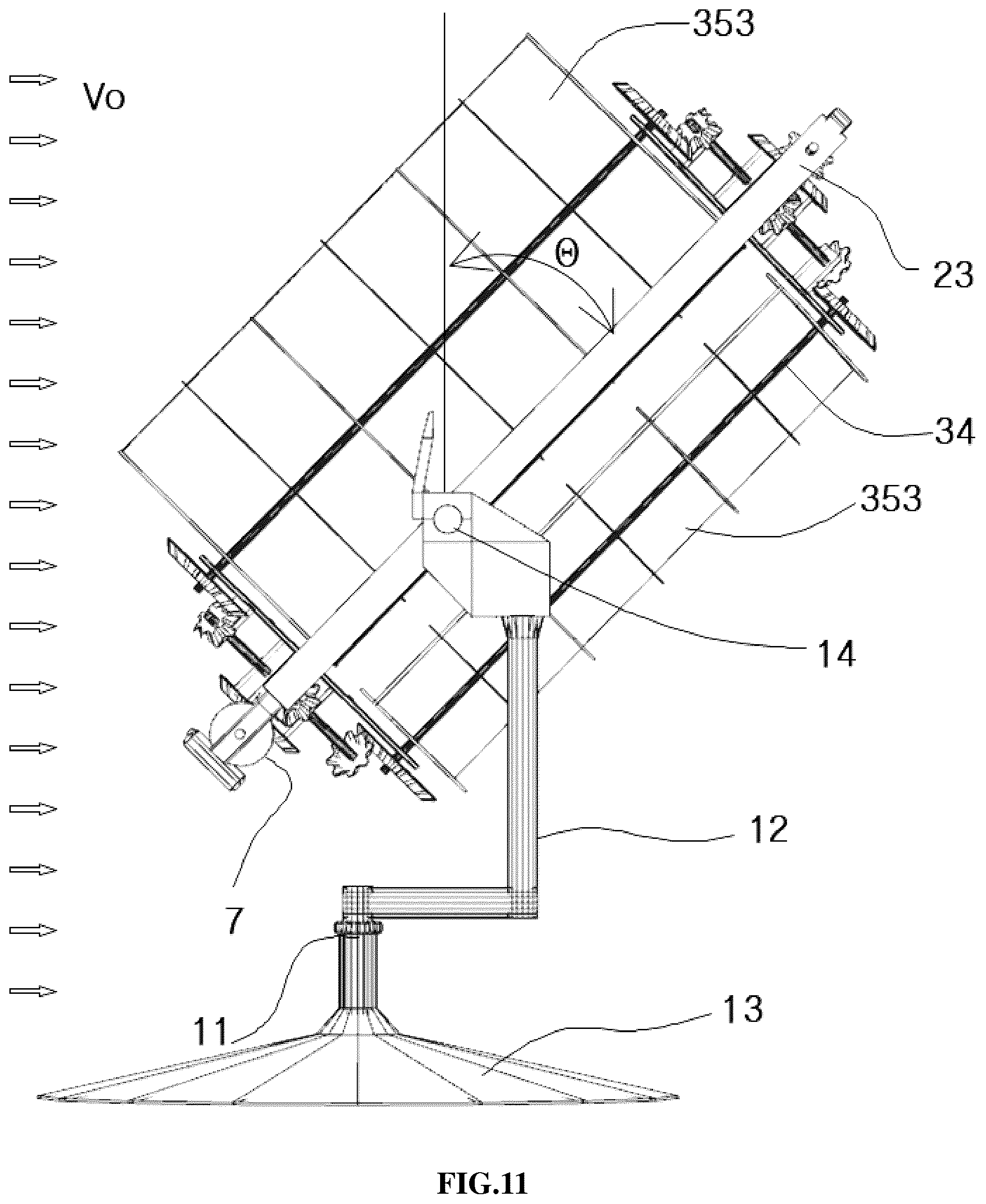 Patent US12359651 Figure 14 – Rotational force generator revolving and rotating according to flow of fluid